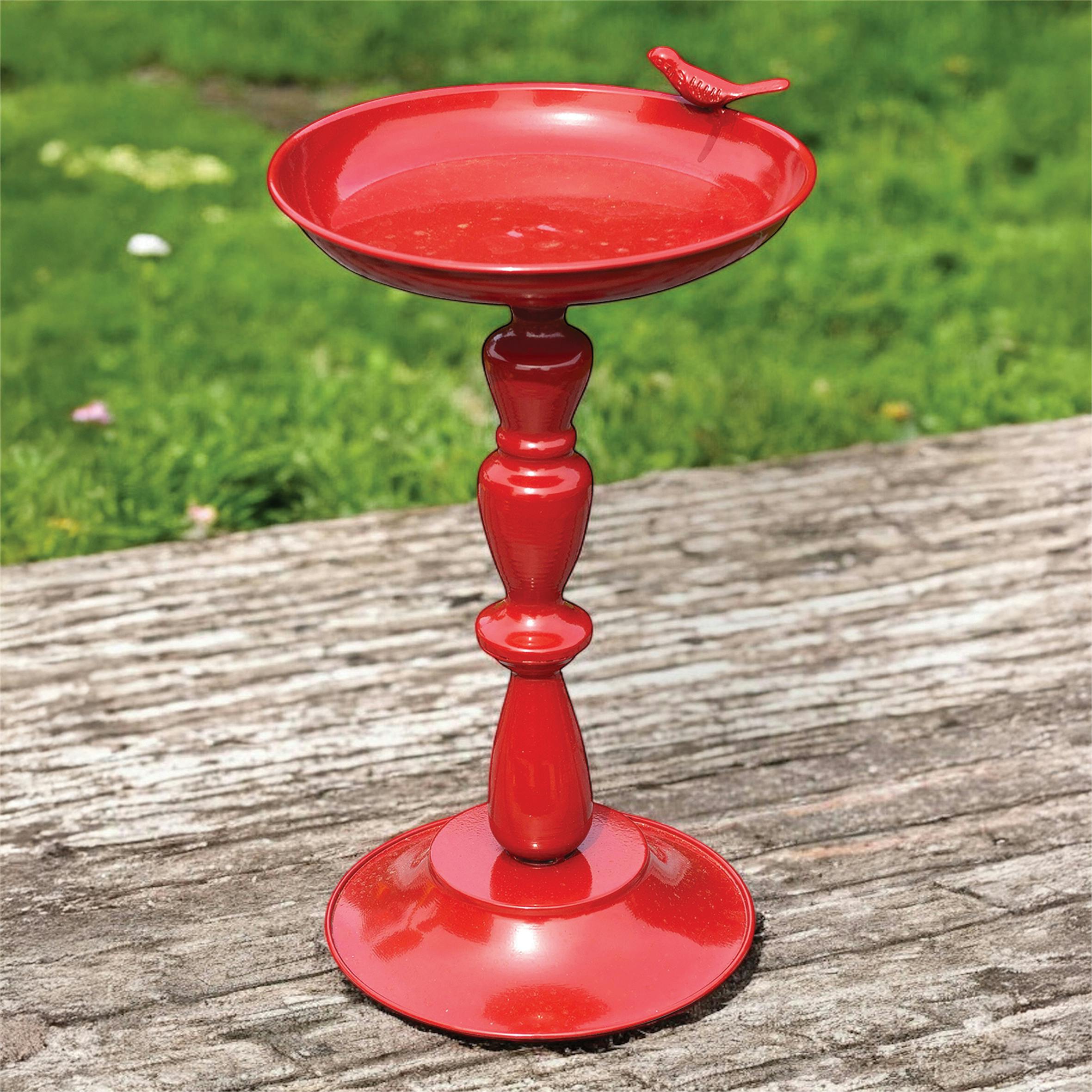 Rackhams Red Ornamental Free Standing, Weather Resistant, Pedestal Style, Easy Assemble Bird Bath