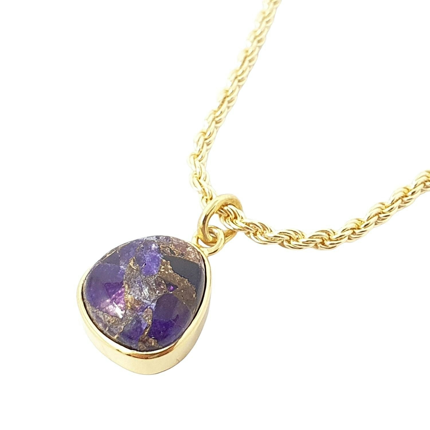 Harfi Gold Statement Vermeil Plated Amethyst February Birthstone Crystal Rope Necklace