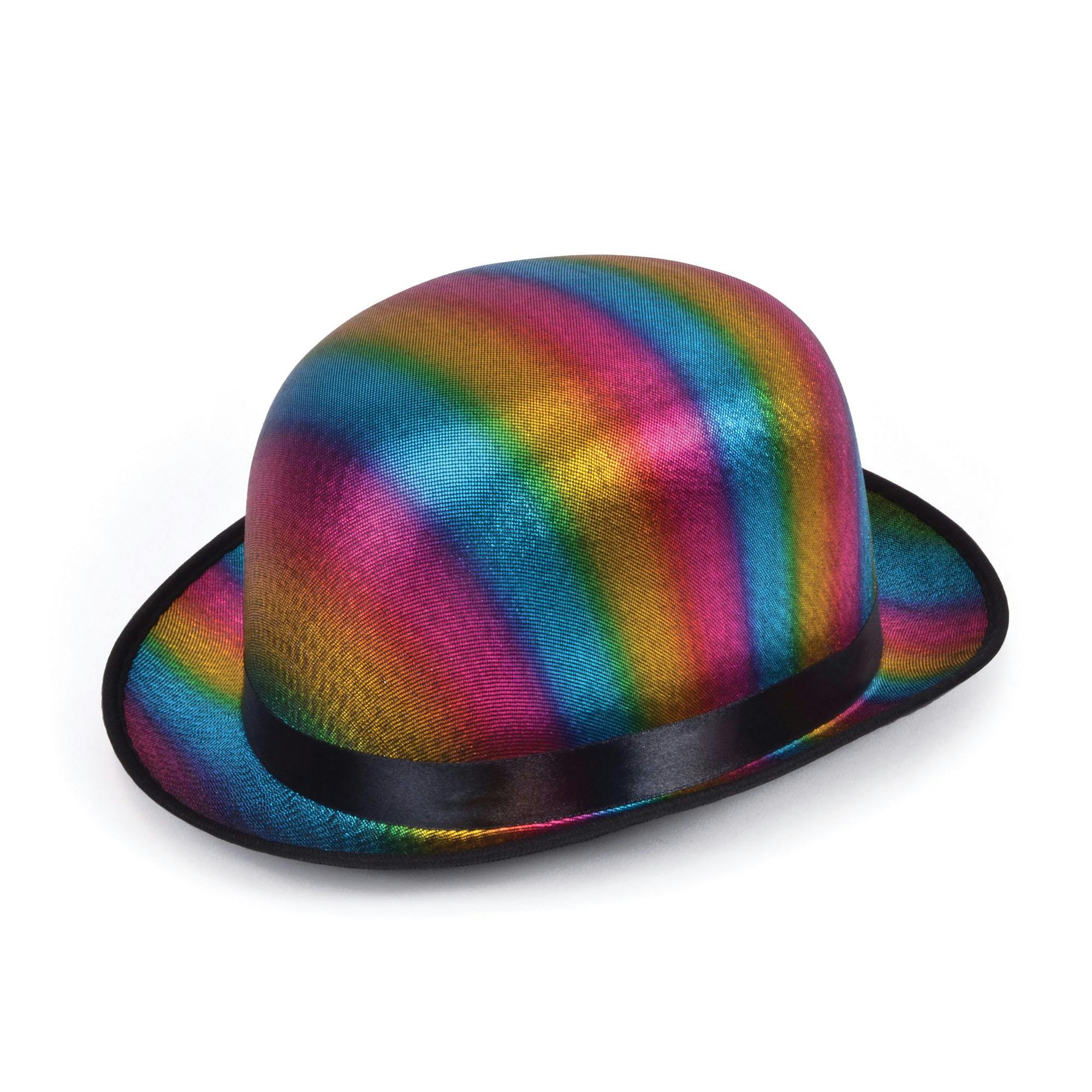 Bristol Novelty Unisex Adults Metallic Rainbow Bowler Hat - Multicoloured - One Size - Multicoloured