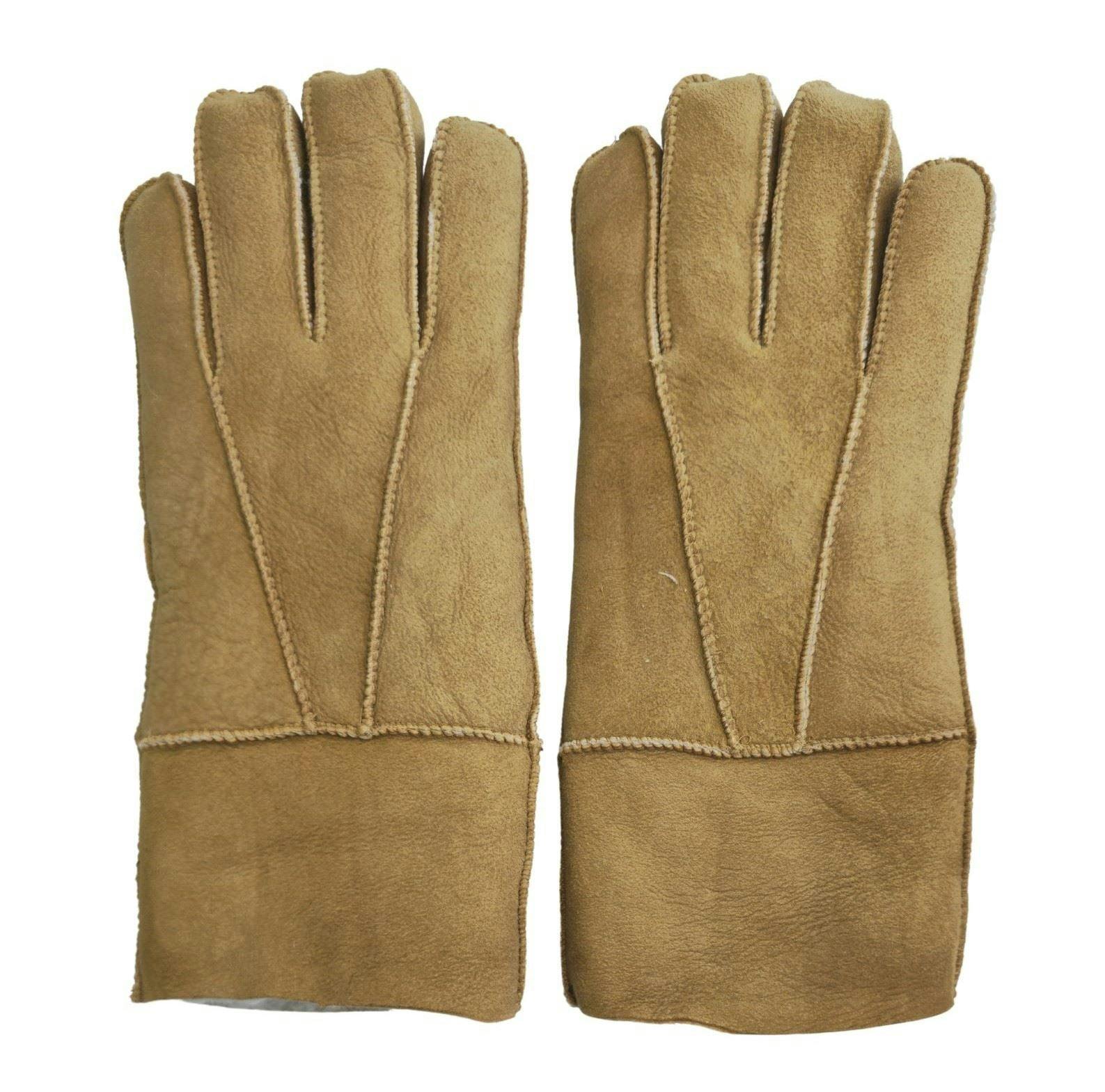 Infinity Leather Unisex Sheepskin Suede Gloves With Roll Up/Down Cuff - Tan - 3XL