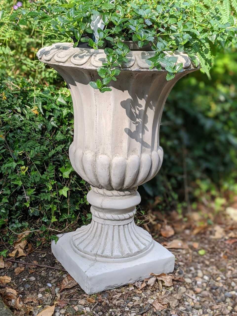 Rackhams Single Large Fluted Stone Garden Vase