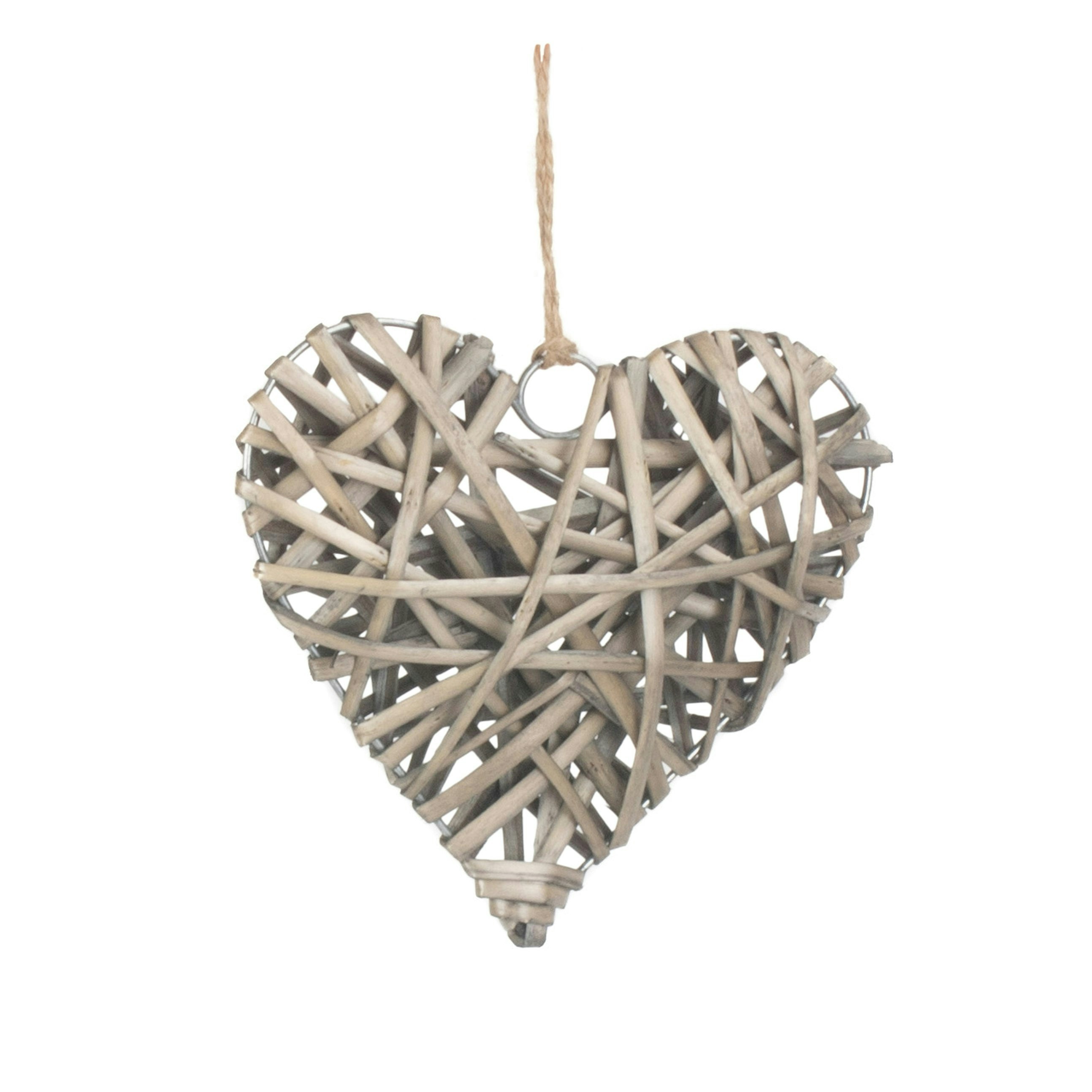 Rackhams Red Full Antique Wash Wicker Heart - Small