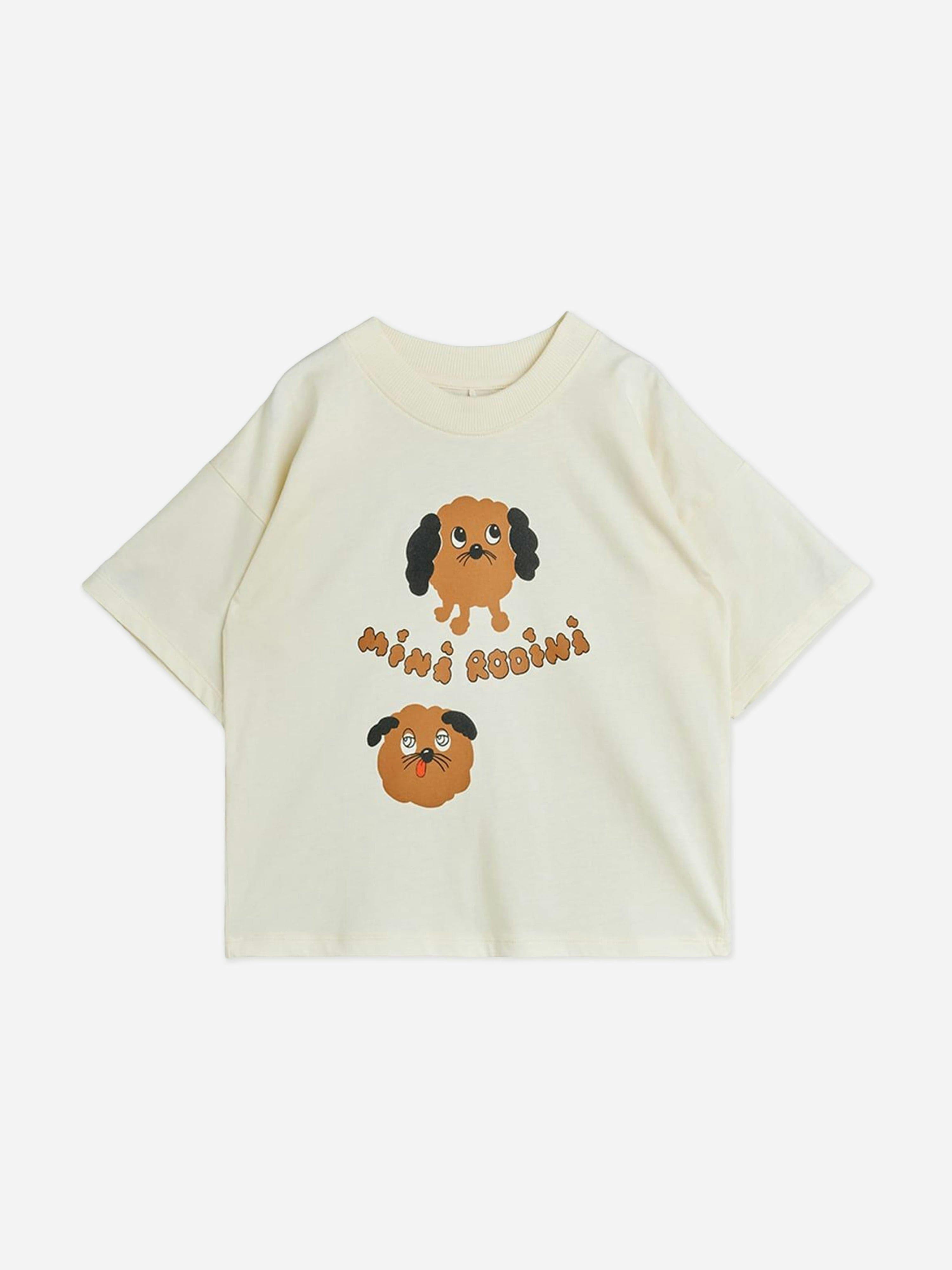 Mini Rodini Unisex Kids Ivory Kids Doggies T-Shirt In - 116-122 Cm (5-7 Yrs)