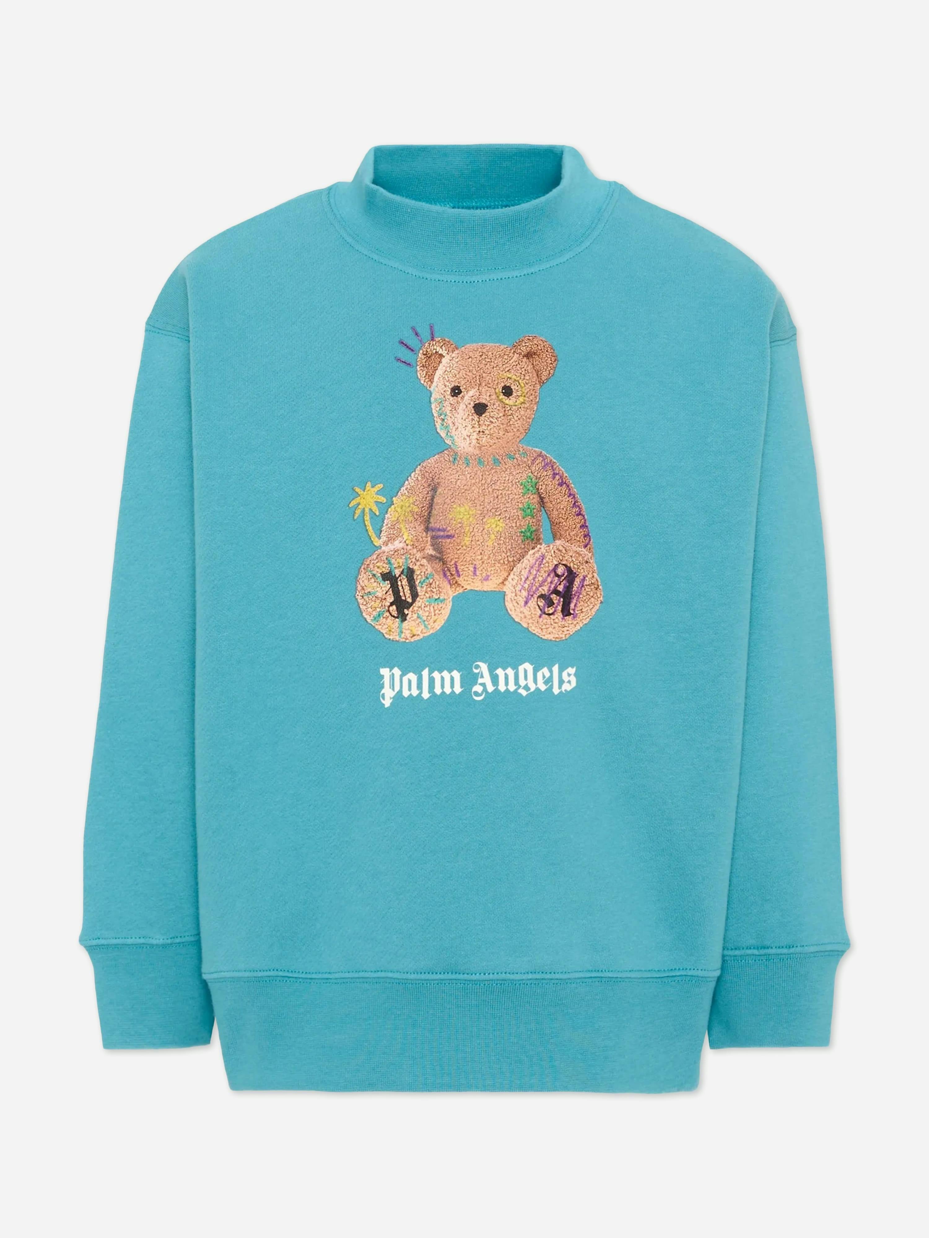 Palm Angels Unisex Kids Blue Kids Teddy With Signs Sweatshirt In - 8 Yrs