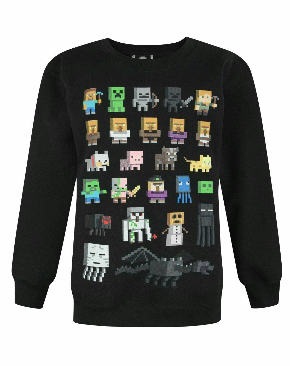 Vanilla Underground Boys Black Minecraft Character Placement Print Sweatshirt [Dis] - 7-8 Years
