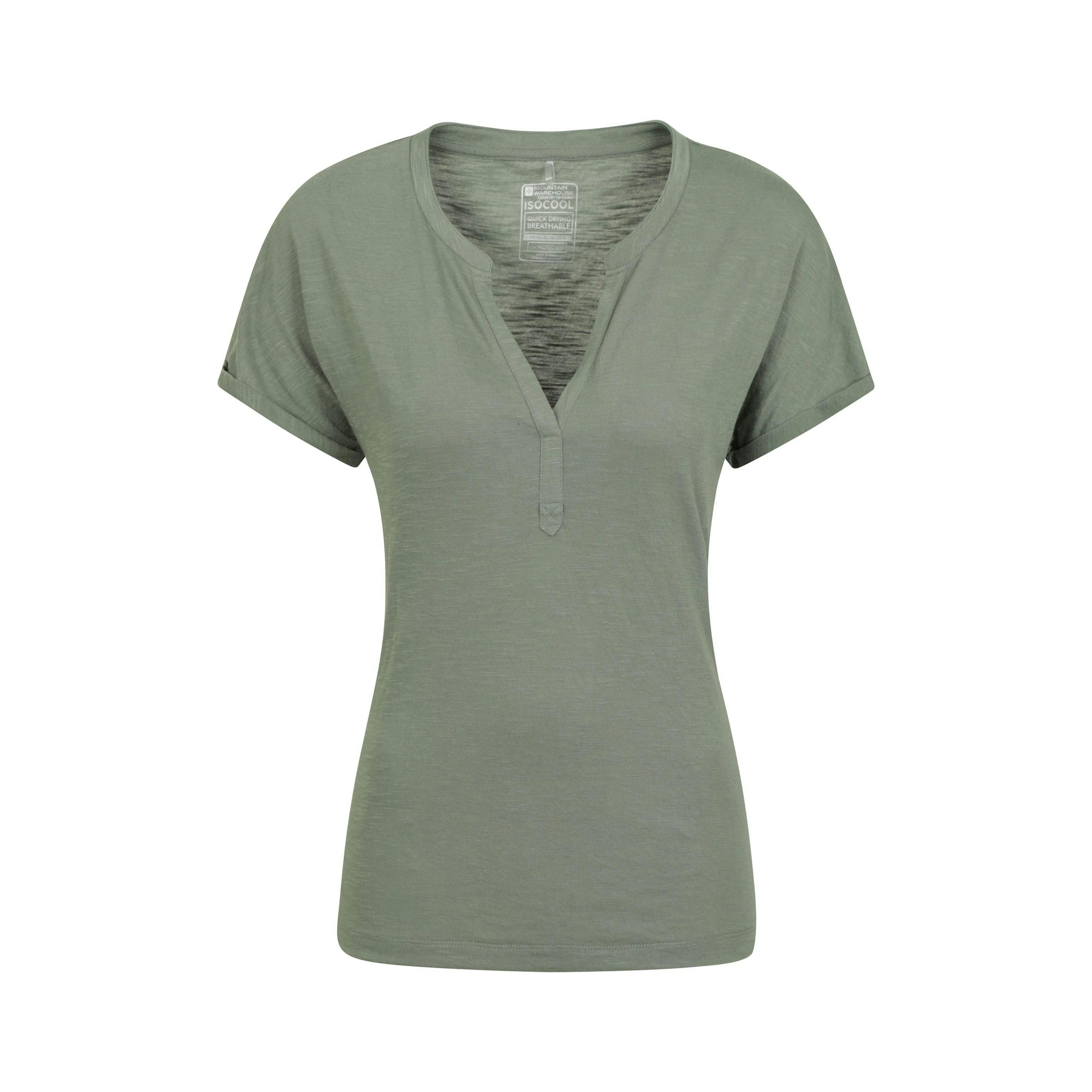 Mountain Warehouse Women's Green Skye Slub T-Shirt - Khaki - 10 Uk - Khaki - 100% Polyester