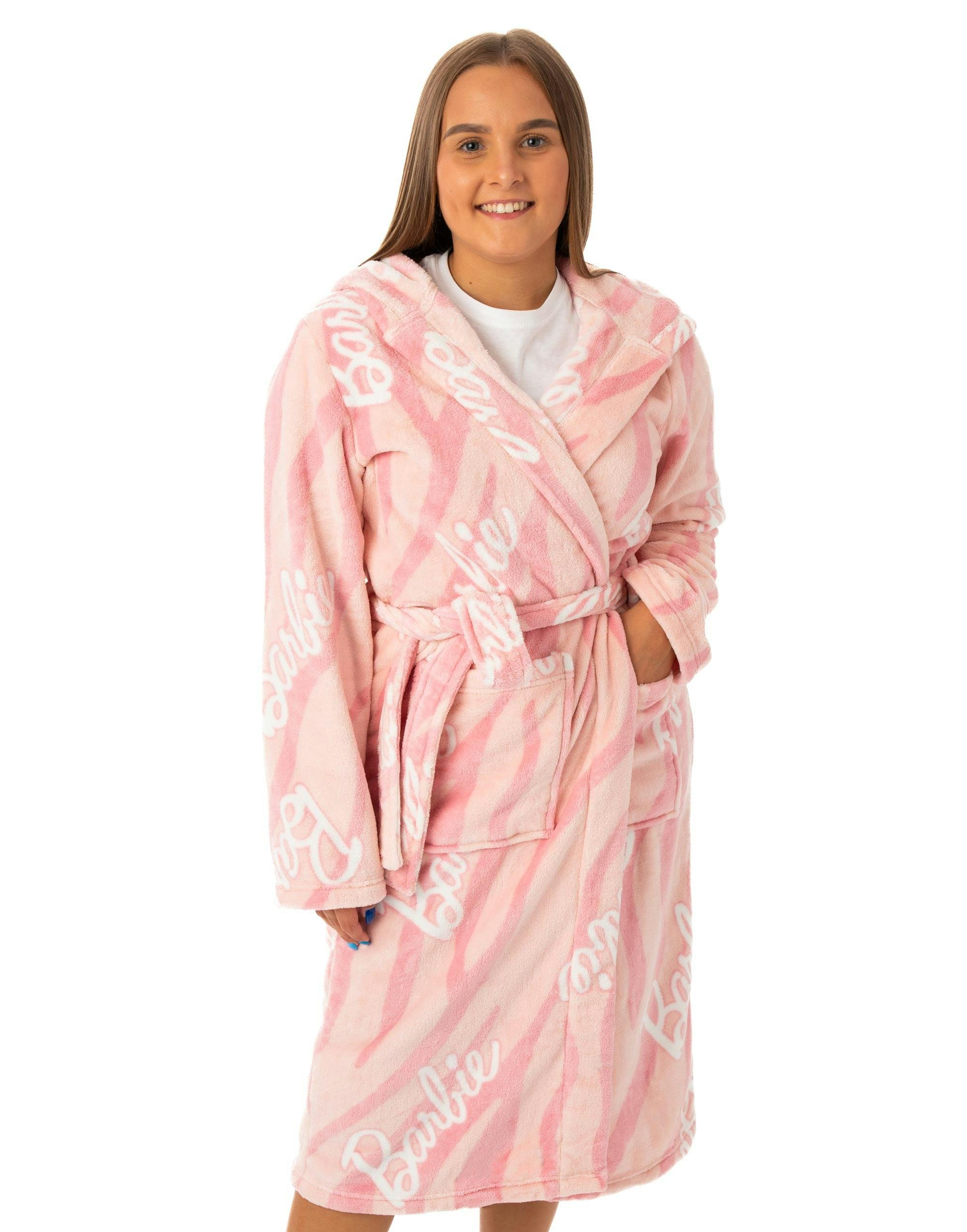 Vanilla Underground Women's Pink Barbie Hooded Bathrobe - Medium