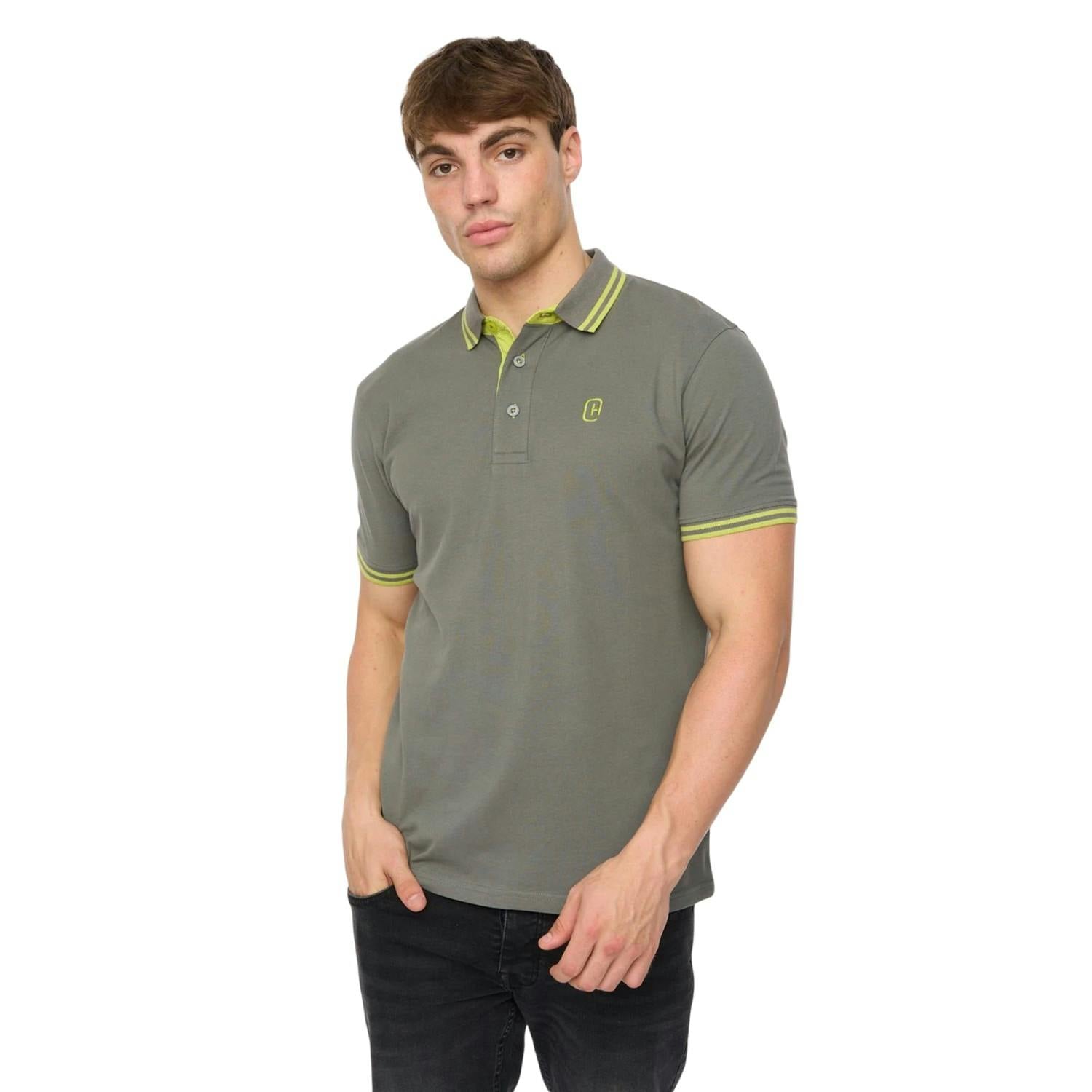 Crosshatch Men's Mackerby Polo Shirt - Olive - Olive - M - 100% Cotton