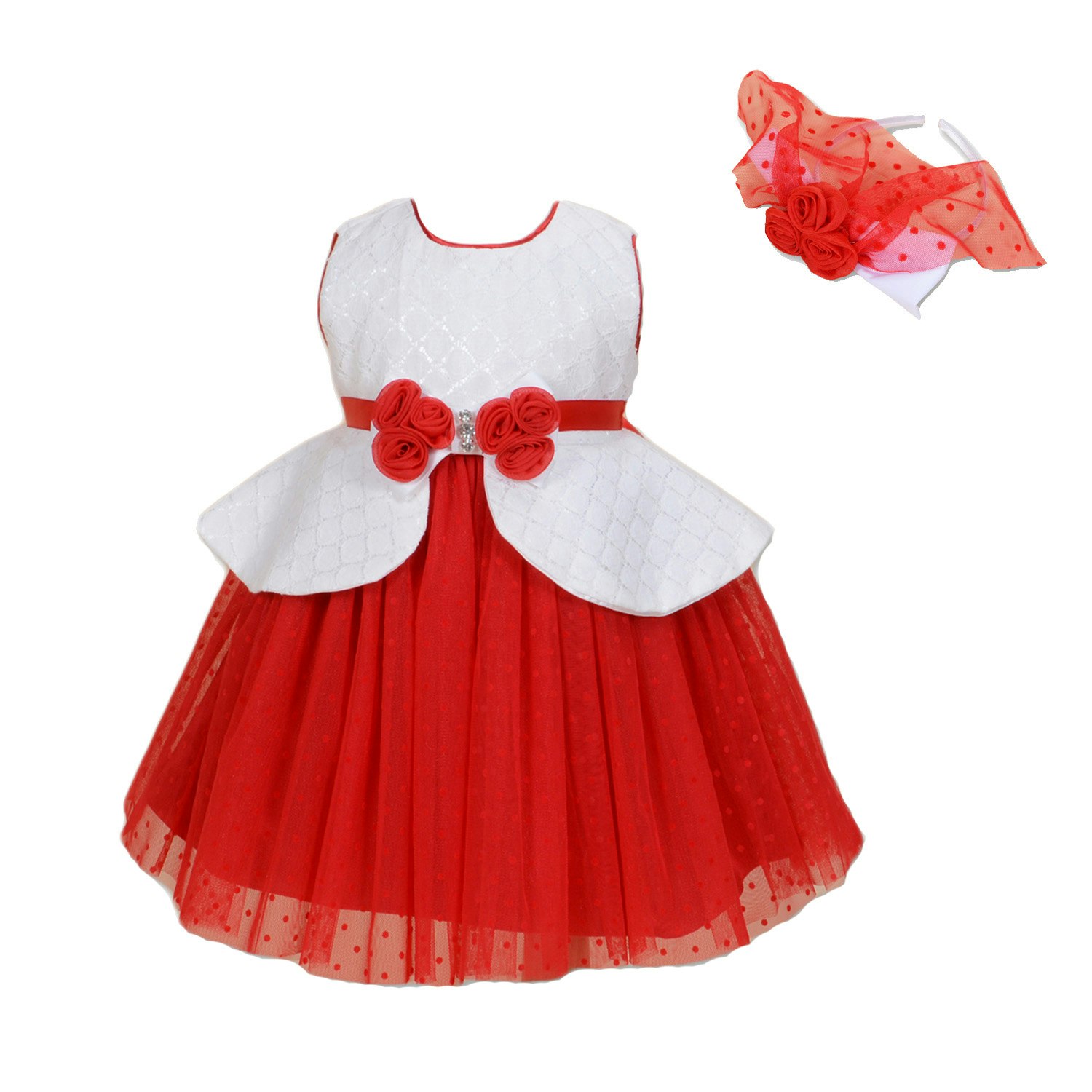Cinda Girls Red Bridesmaid Dress And Headband - 8-9 Years - Polyester