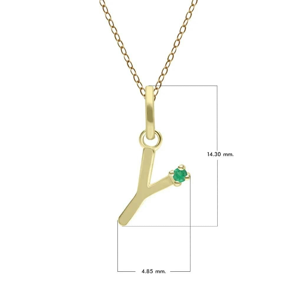 Gemondo Yellow/Gold Initial Emerald Letter Necklace In 9Ct - Y