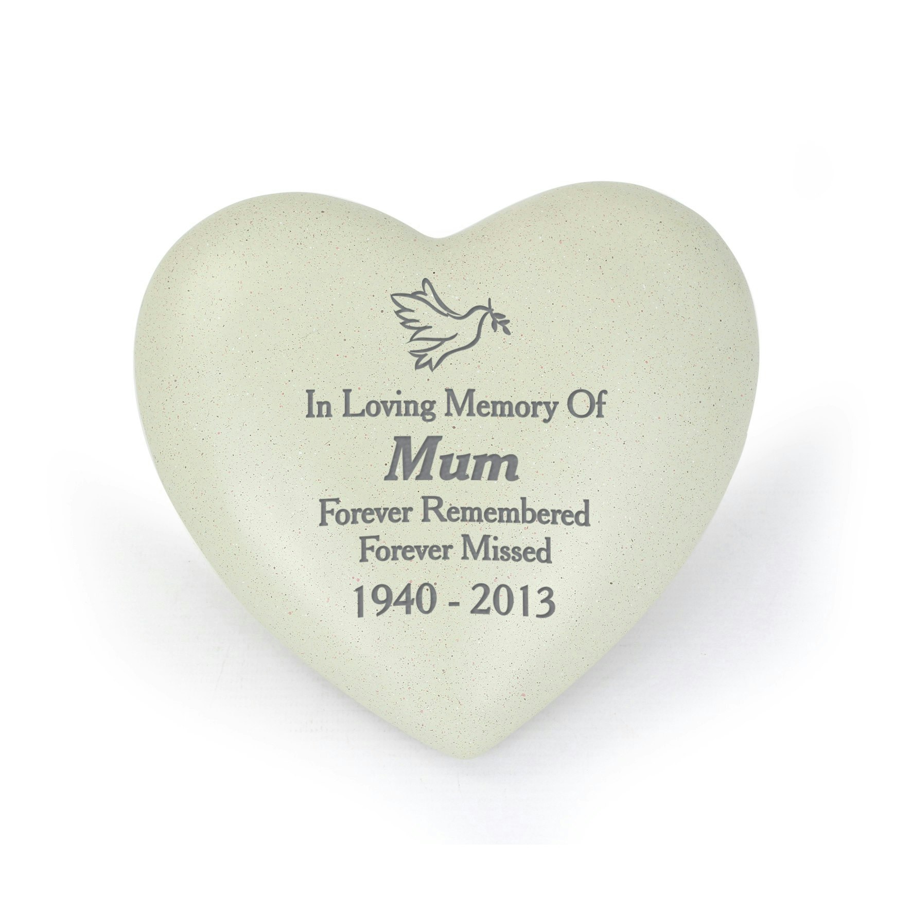 Personalised Memento Company Personalised Dove Heart Memorial Garden Ornament