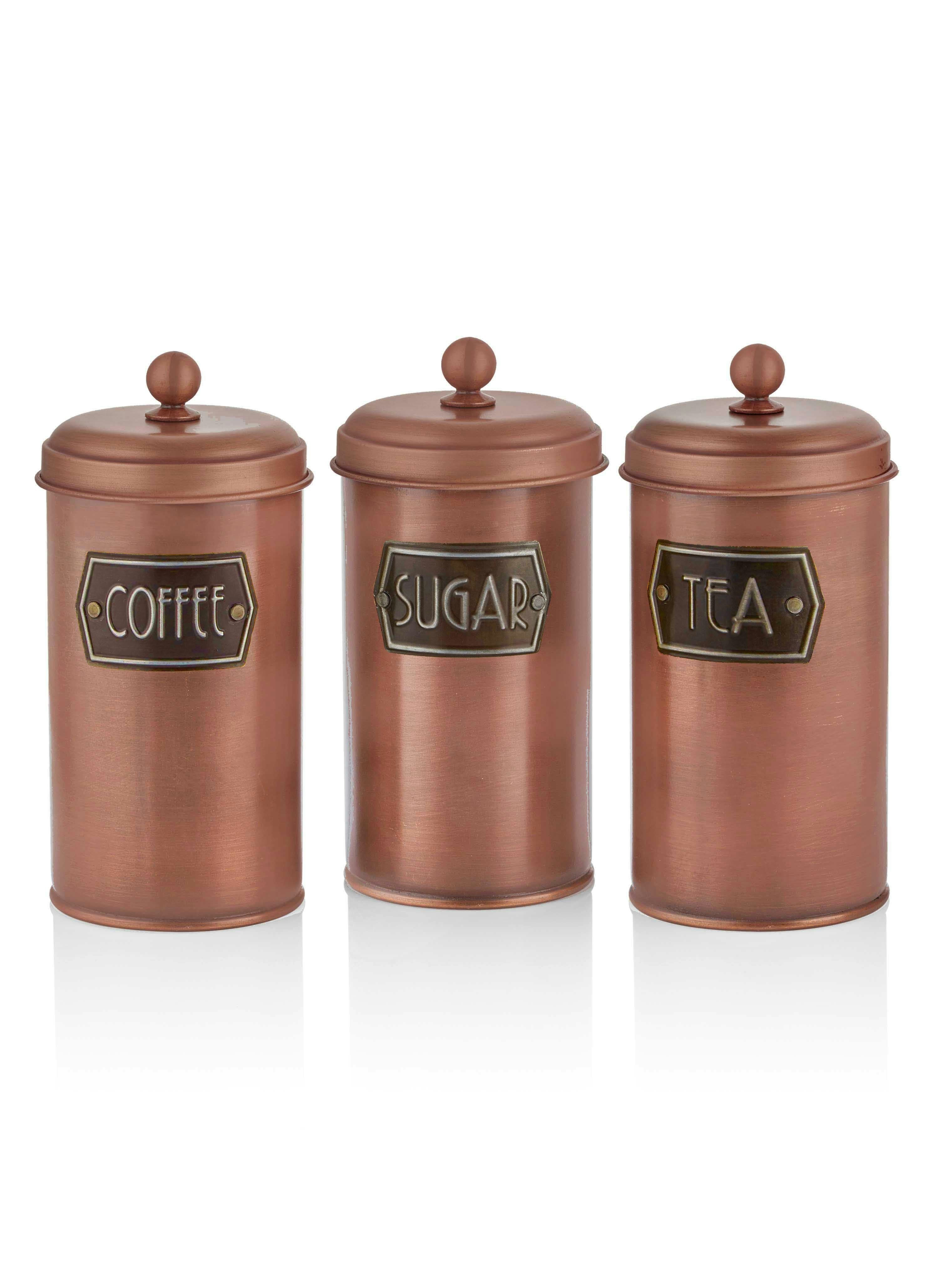Rozi Copper Coffee, Tea, And Sugar Canister Set - 22 Cm (H)
