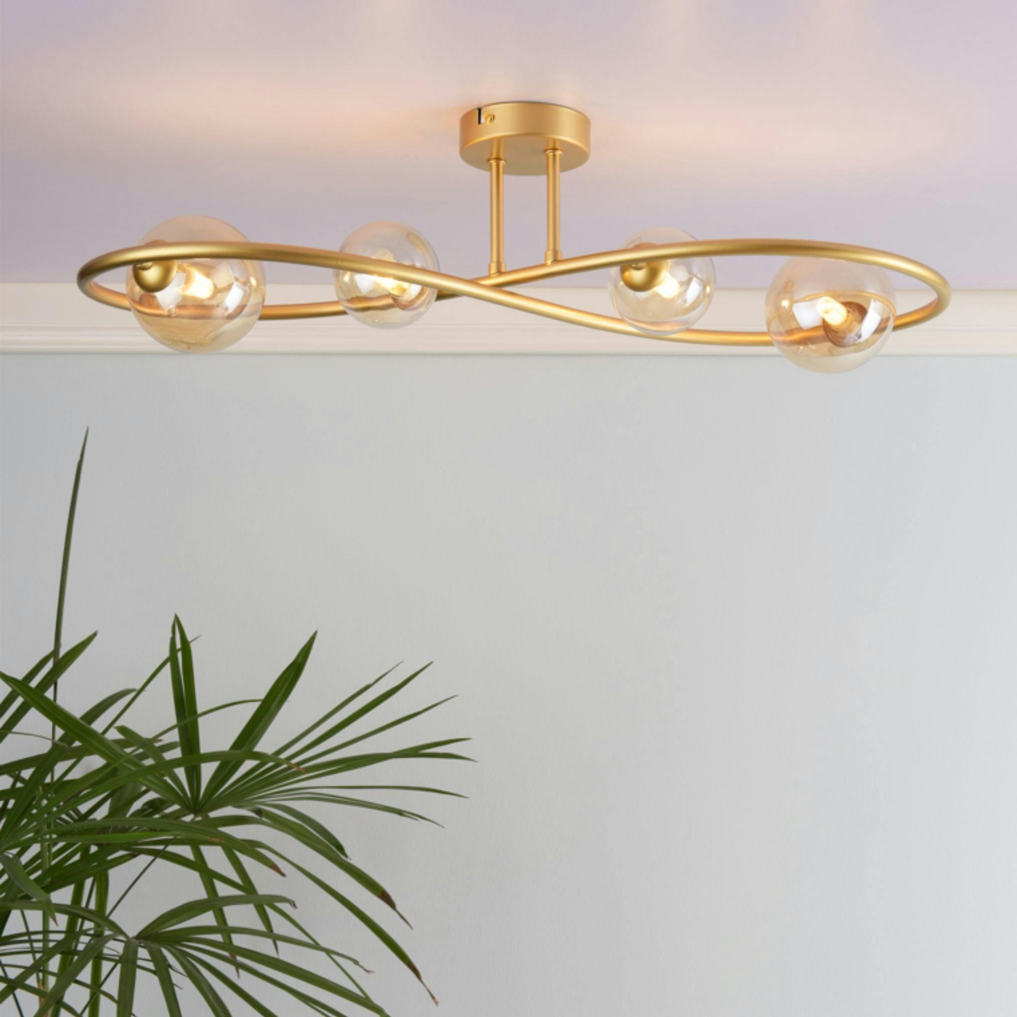 Rackhams Light Lena 4 Satin Brass Semi Flush Ceiling