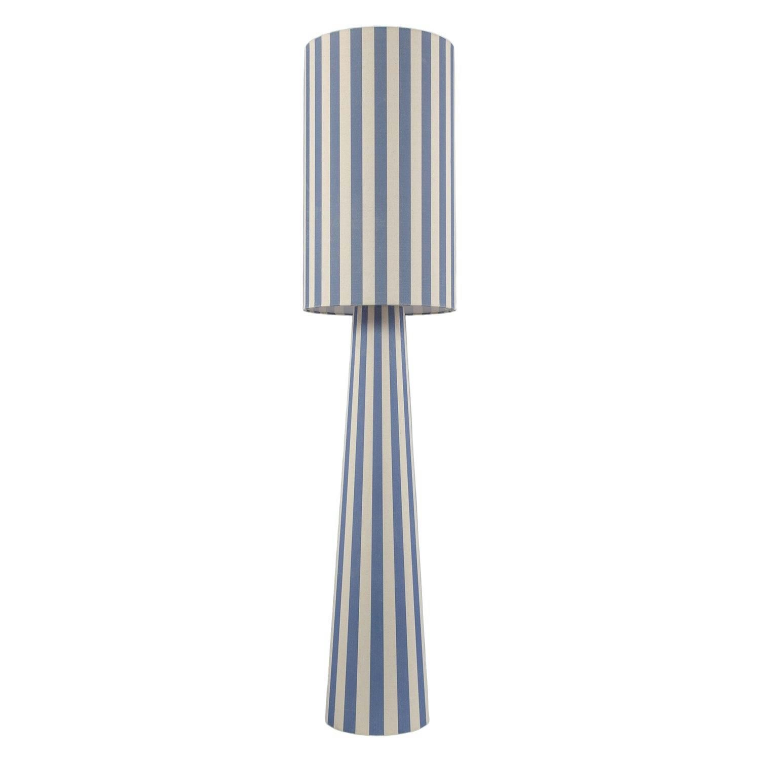 Rackhams Blue Amparo And Oatmeal Linen Floor Lamp With Fabric Shade And Base
