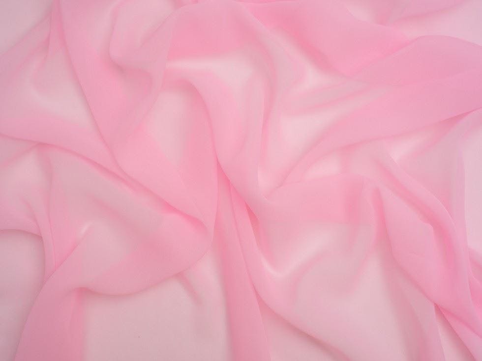 Minerva Core Range Light/Pink Minerva Sheer Chiffon Fabric - Plain Design Dressmaking Fabric, 110 Cm / 44" Wide - Per Metre