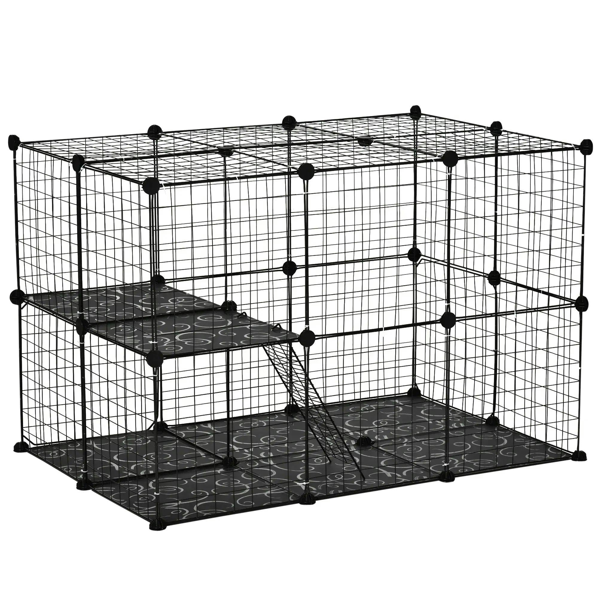Pawhut Pet Playpen Diy Small Animal Cage For Kitten Bunny Chinchilla Pet Mink - Image 6