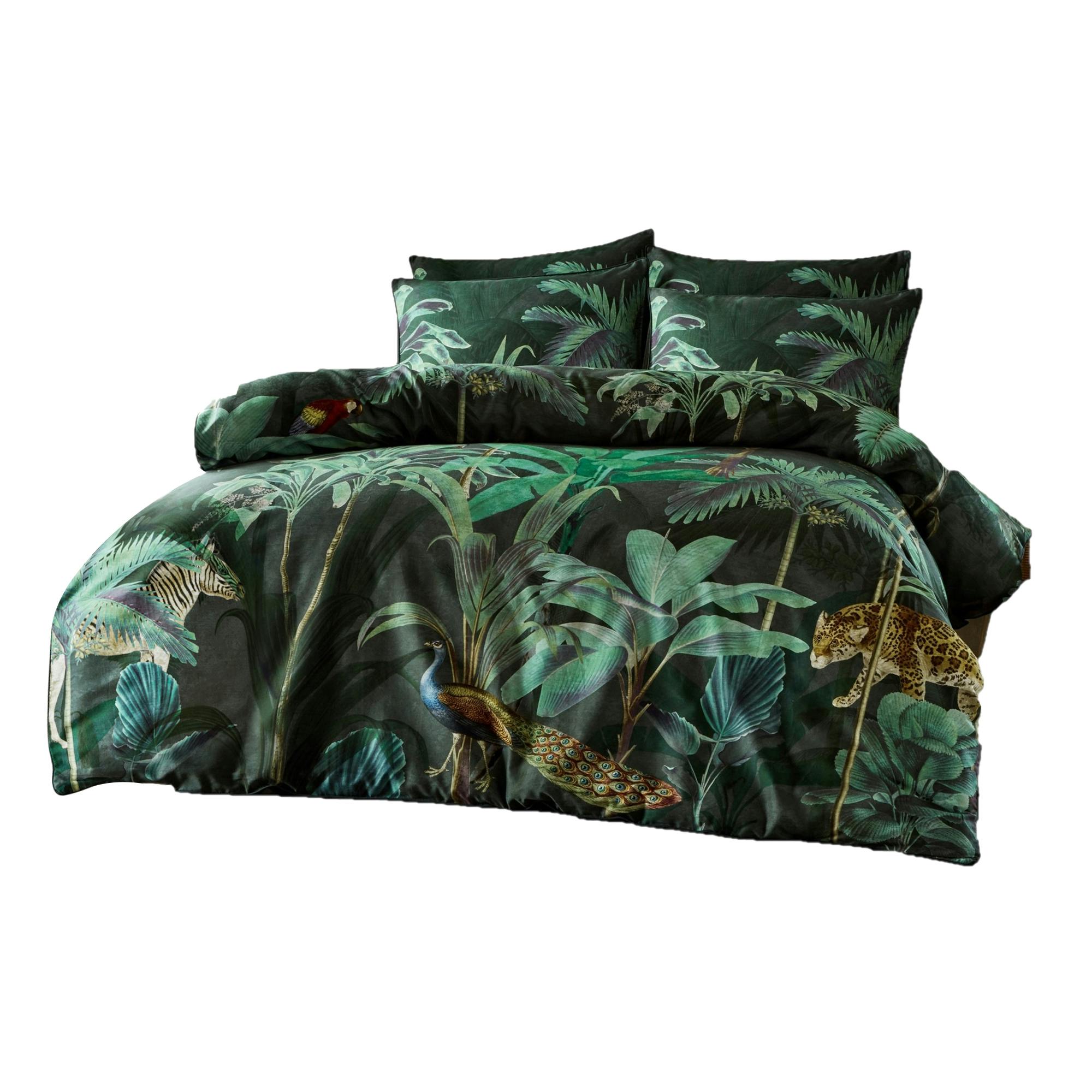 Paoletti Green Siona Tropical Duvet Cover Set - Single - 100% Cotton