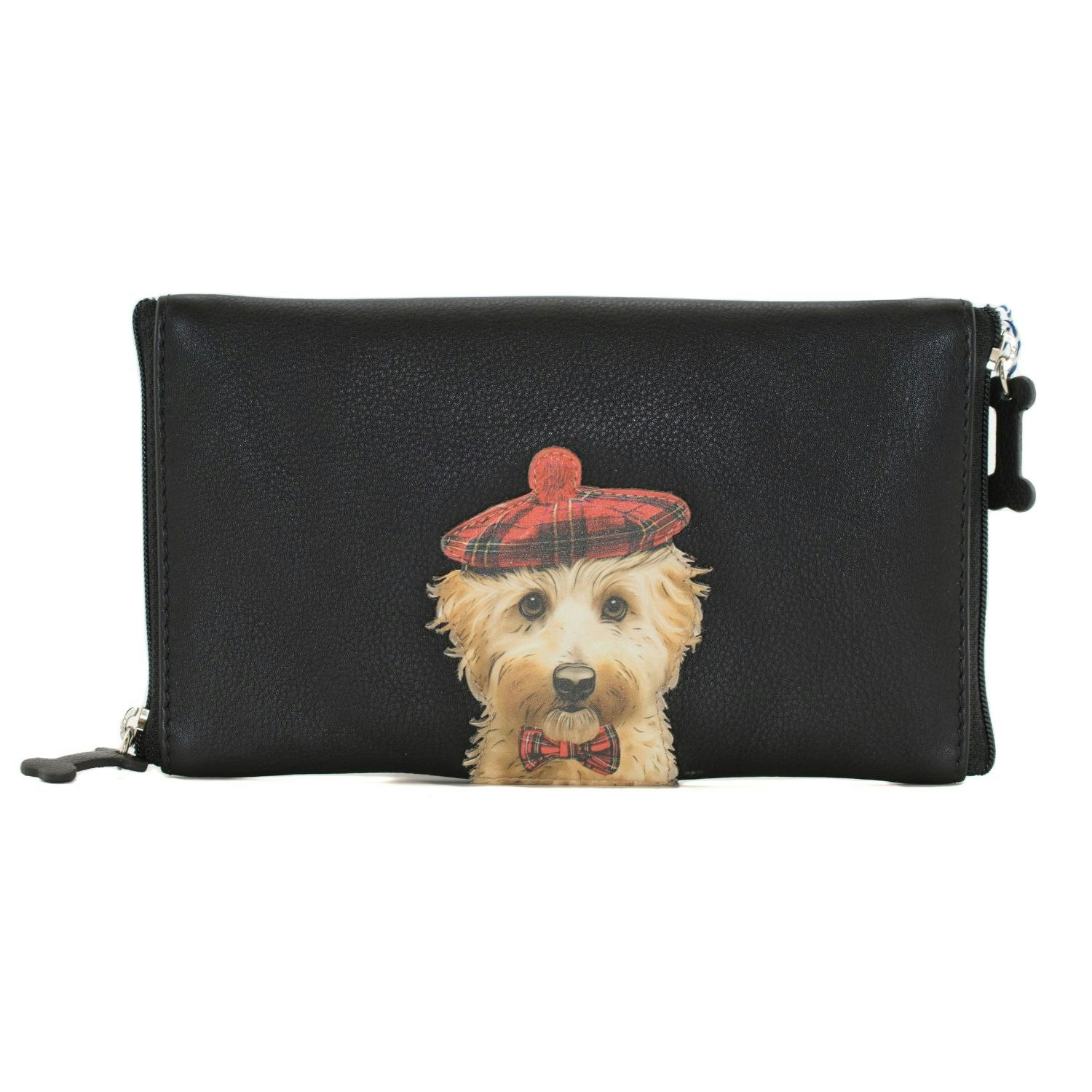 Mala Leather Black Cocos Dog Leather Double Glasses Case