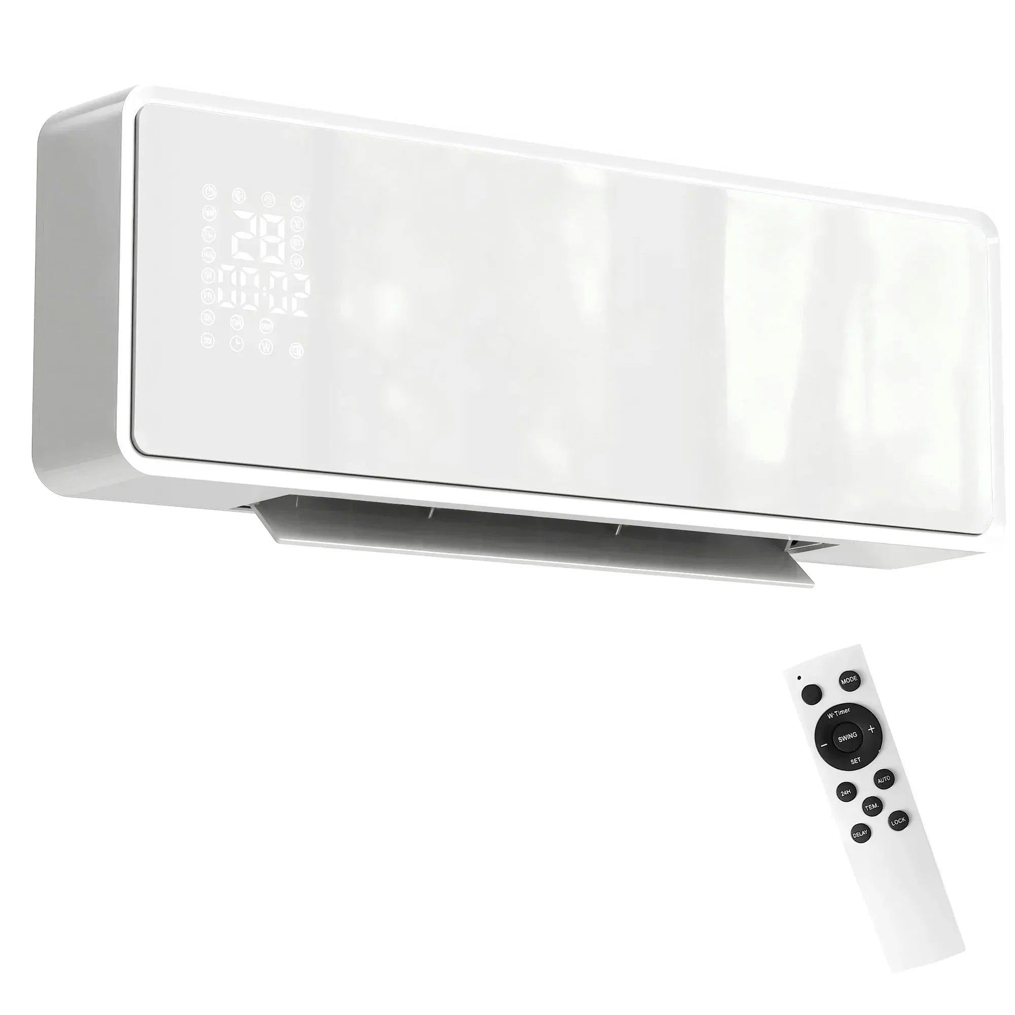 Bobobiy White 2000W Ceramic Electric Heater With Fan, Adjustable Thermostat, Wall Mounted