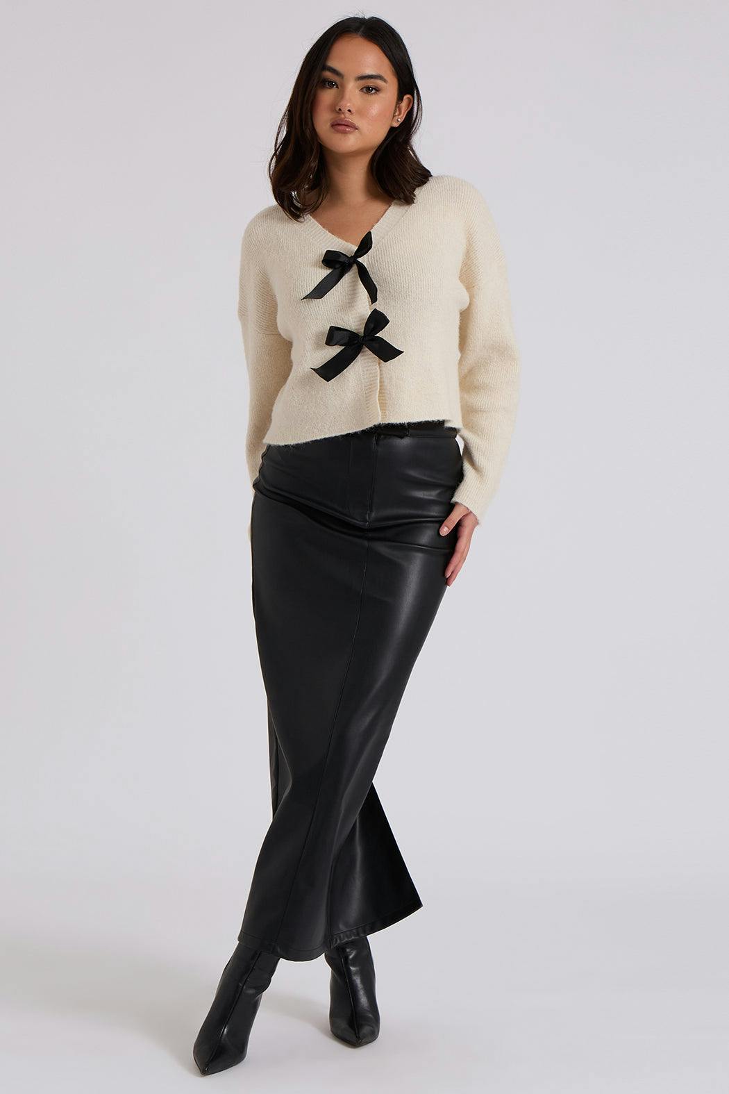 Urban Bliss Pu Split Back Skirt - 14
