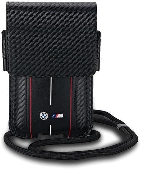 Bmw Red/Black M Series Carbon & Stripes Universal Phone Pouch - Bmpsp15xmscakr
