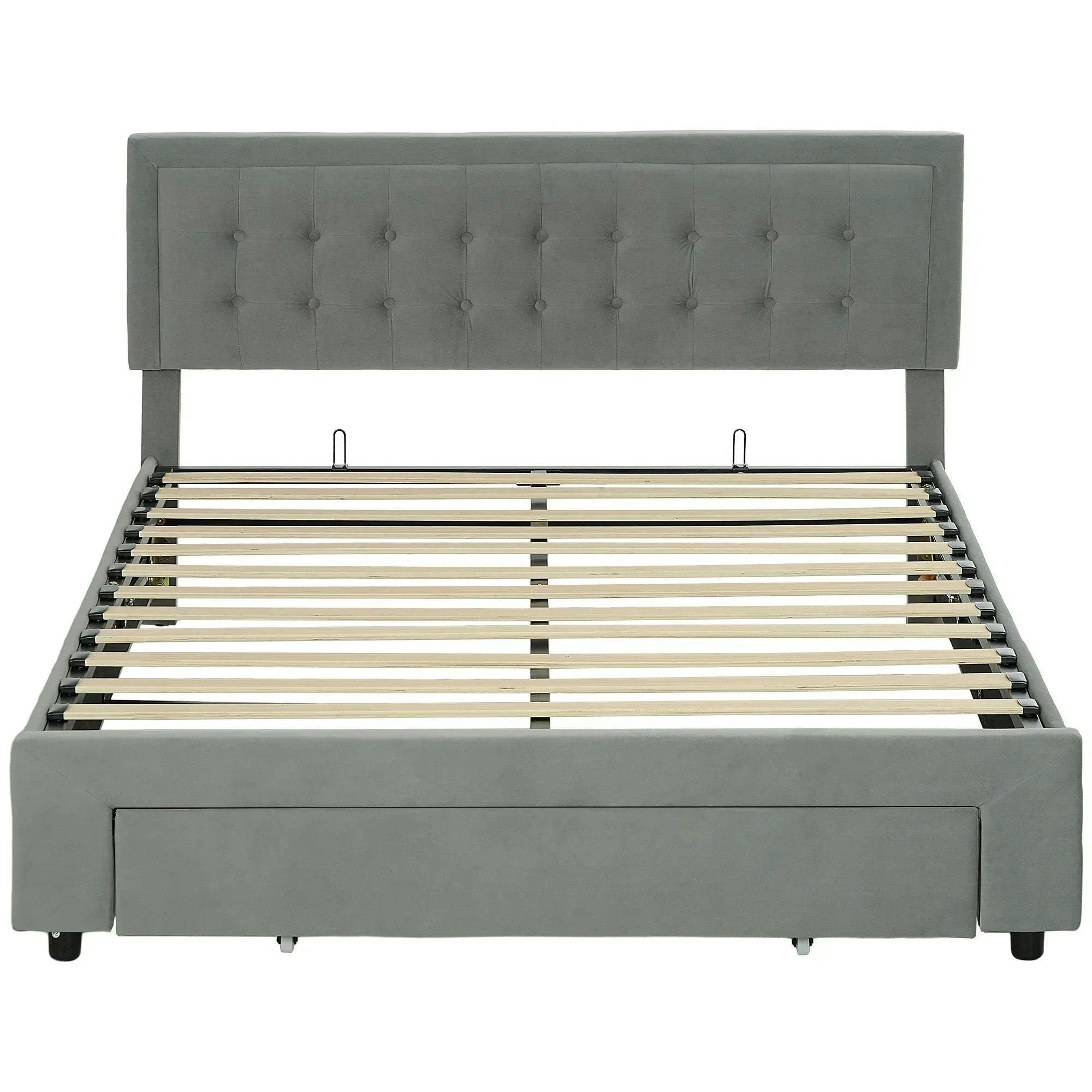 Portland Velvet Storage Bed - King Size - Grey - Image 3