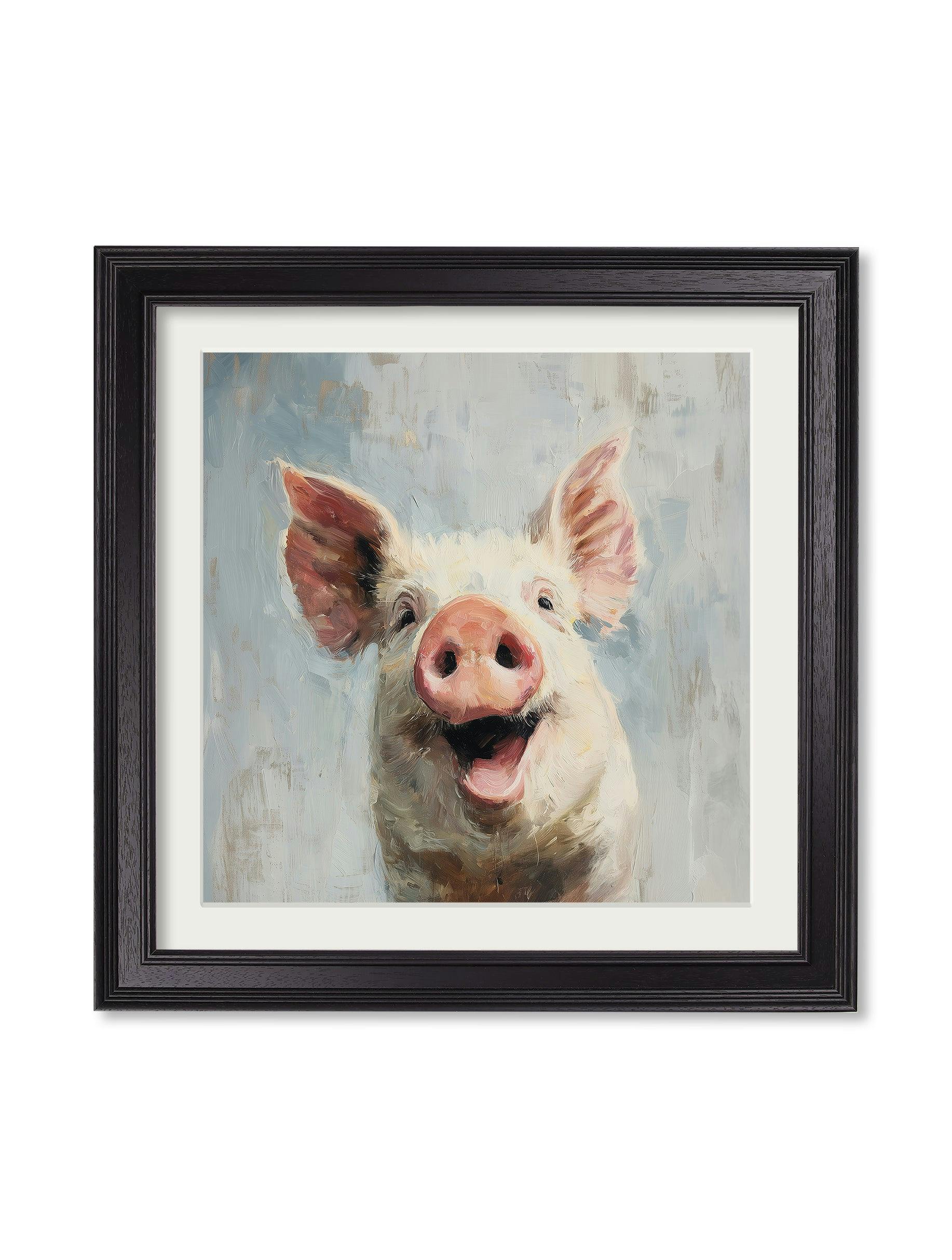 Rackhams Black The Giggly Pig - Hurstwood Square Frame - The Giggly Pig - 96 X 96Cm