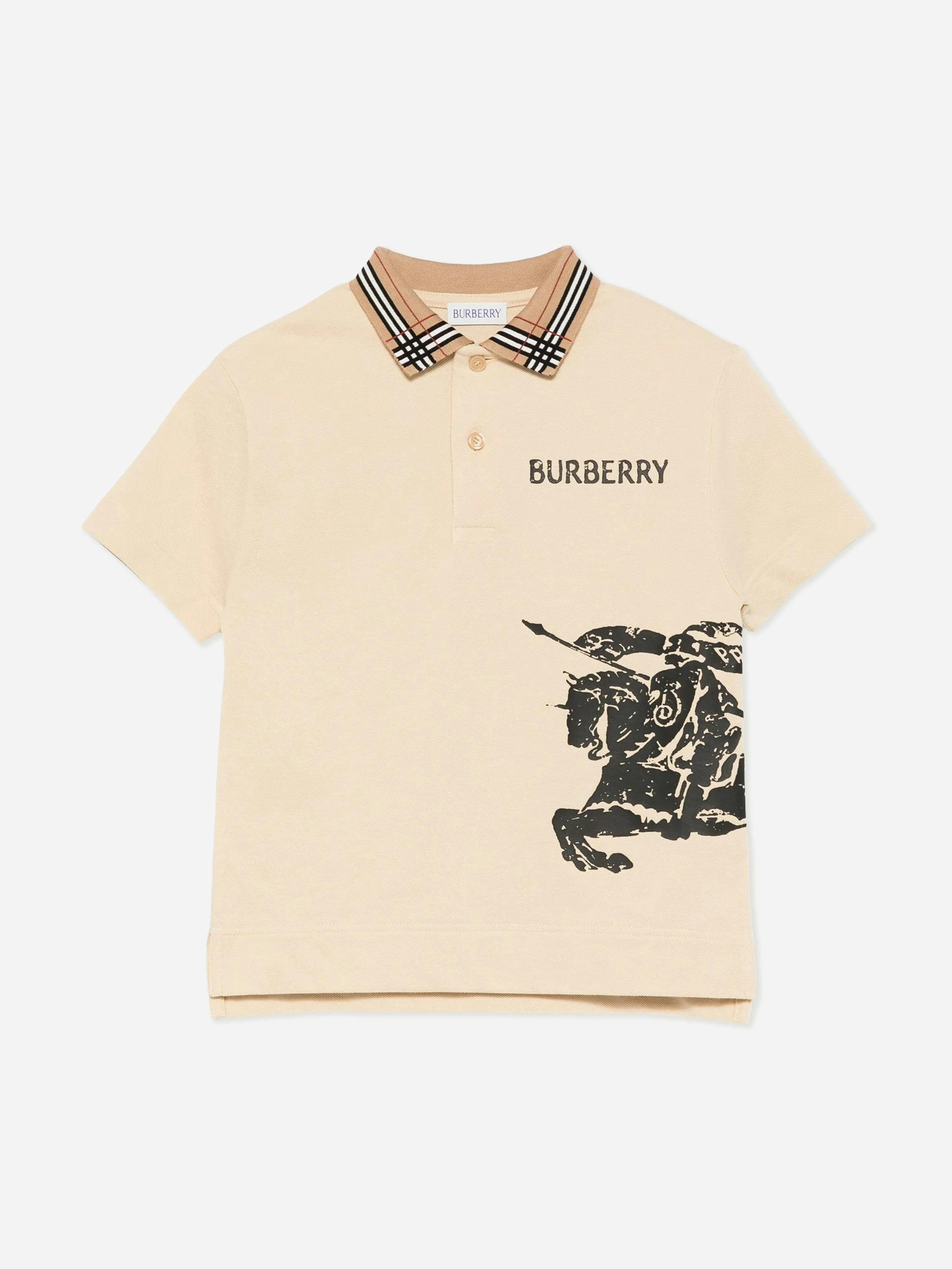 Burberry Kids Boys Beige Burberry Johane Side Ekd Polo Shirt In - Camel - 6 Yrs