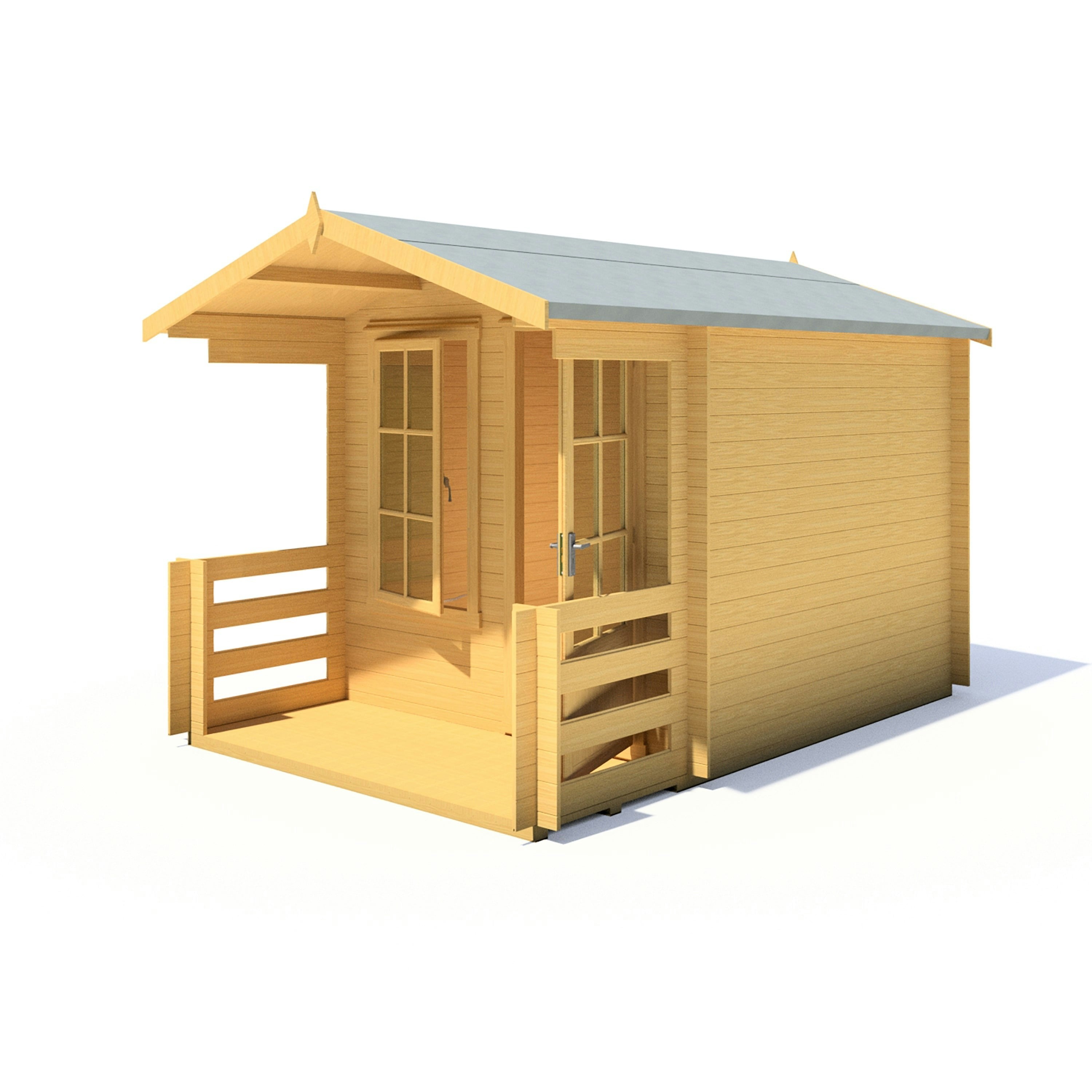 Rackhams Light Maulden With Verandah 10X10 Log Cabin 19Mm Interlock Cladding