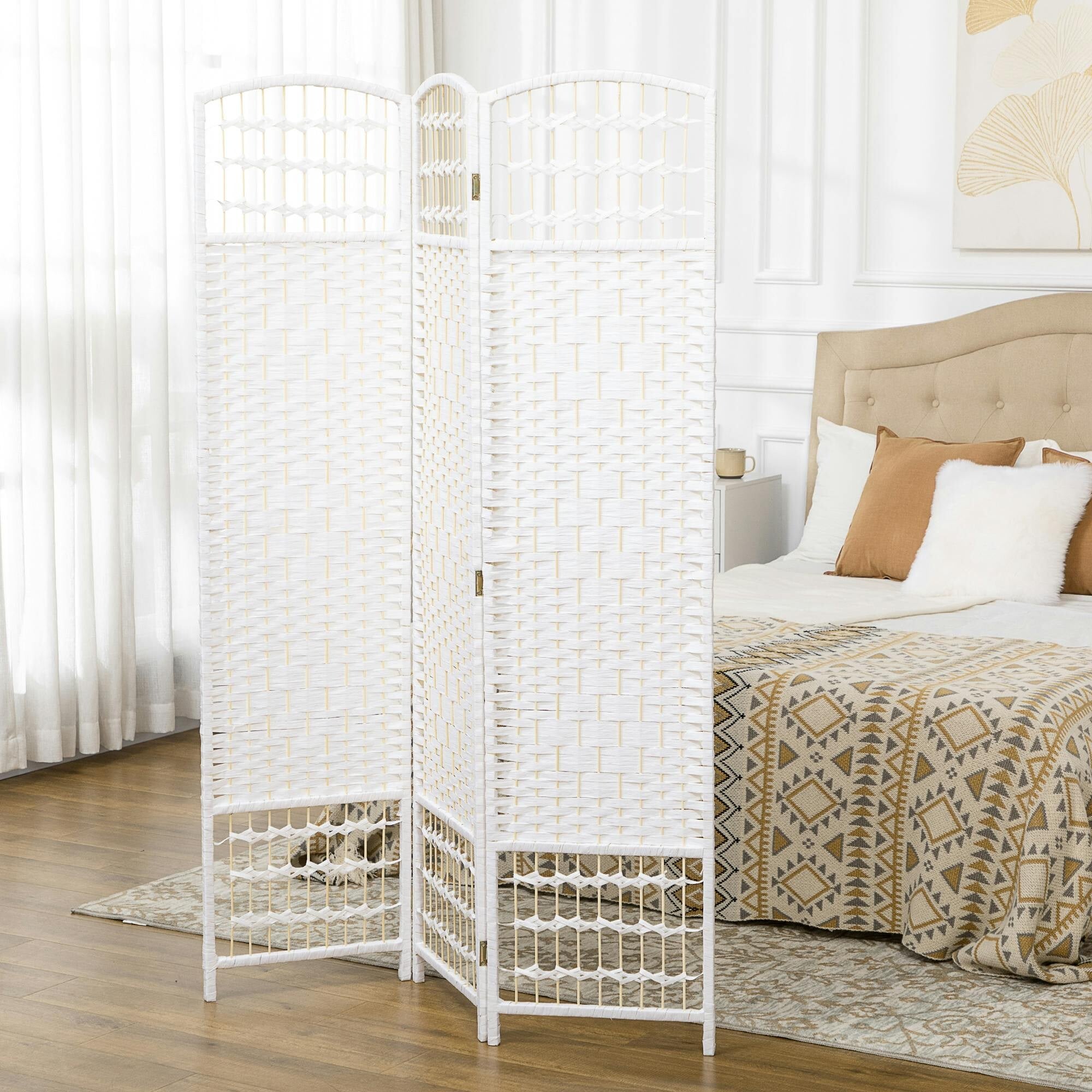Rackhams White 3 Panel Folding Room Divider, Freestanding Privacy Screen,