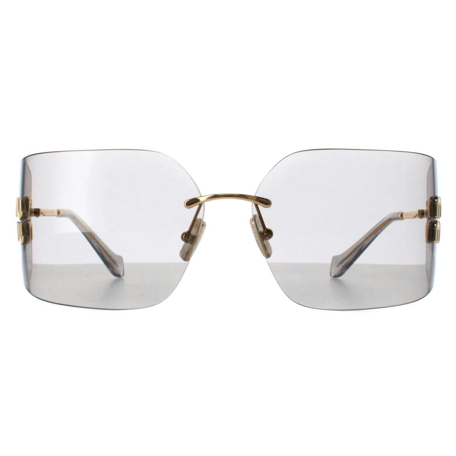 Miu Miu , Sunglasses, Female, Yellow, One Size, Stylish Rimless Sunglasses Mu54ys - Image 9