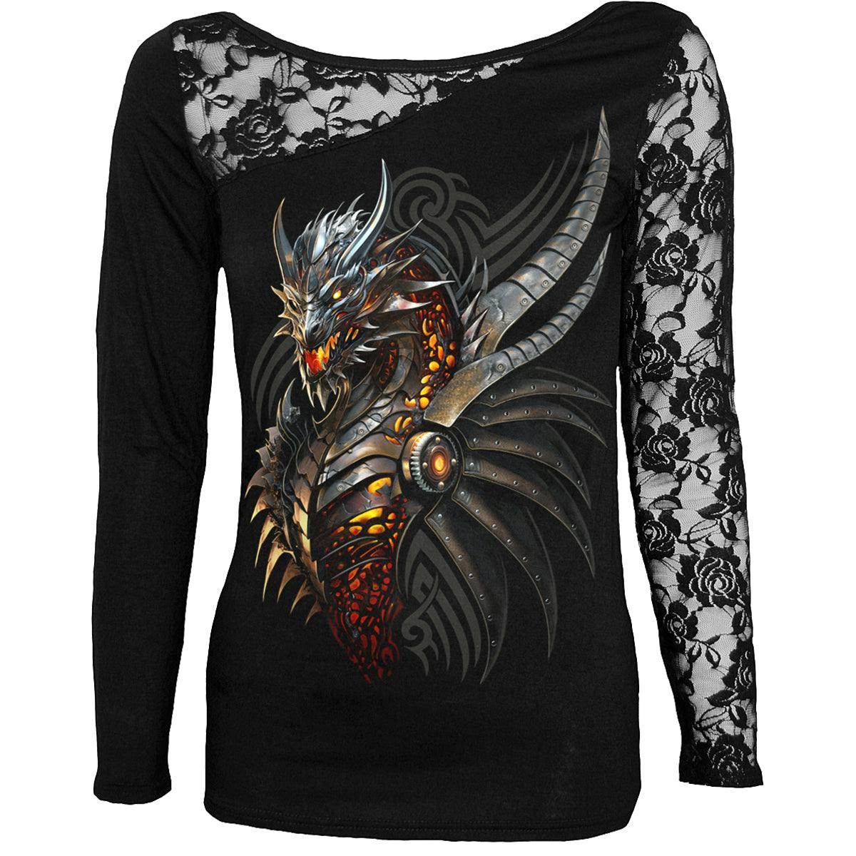 Spiral Direct Black Razor Back - Lace One Shoulder Top - S - Screen - Screen
