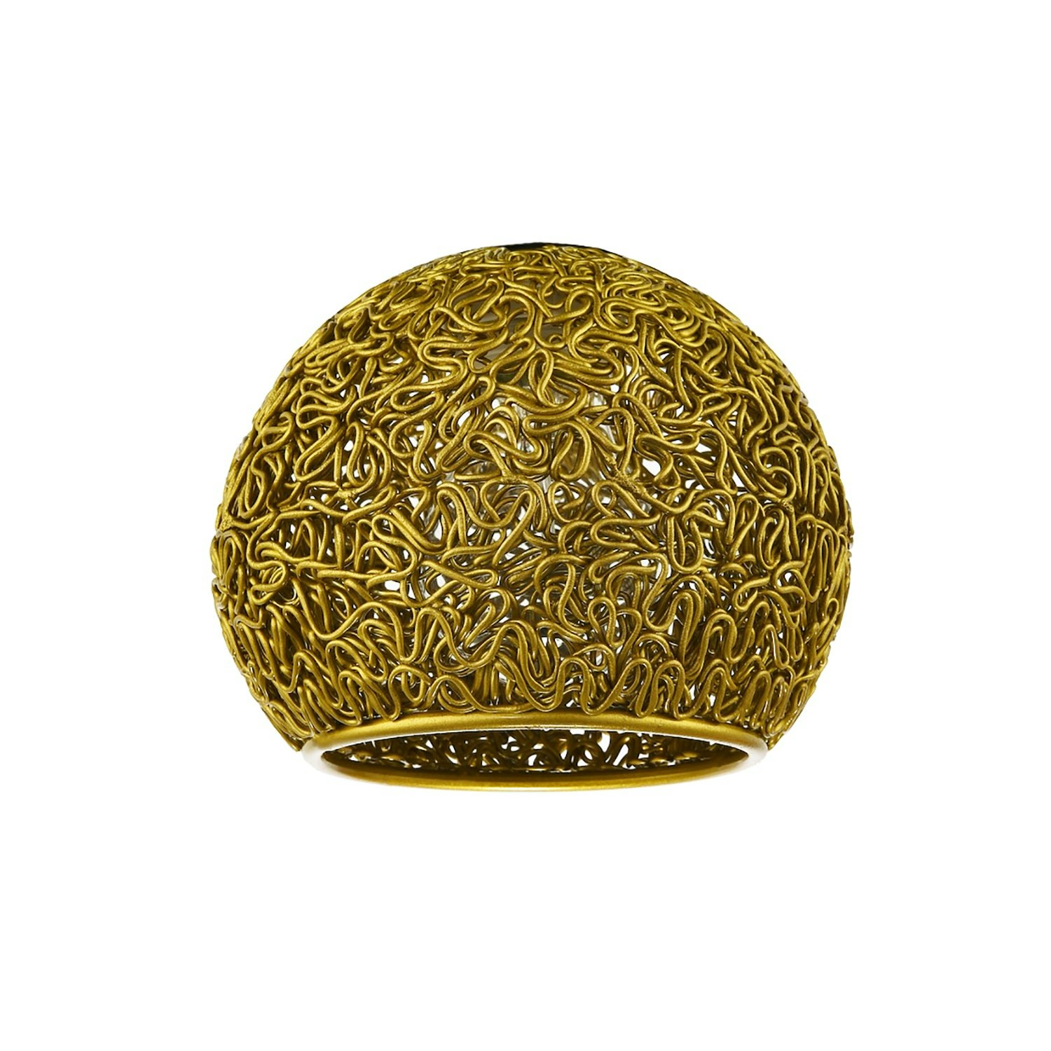 Happy Homewares Gold Retro Industrial Style Round Twisted Wire Mesh Metal Lamp Shade In Shiny
