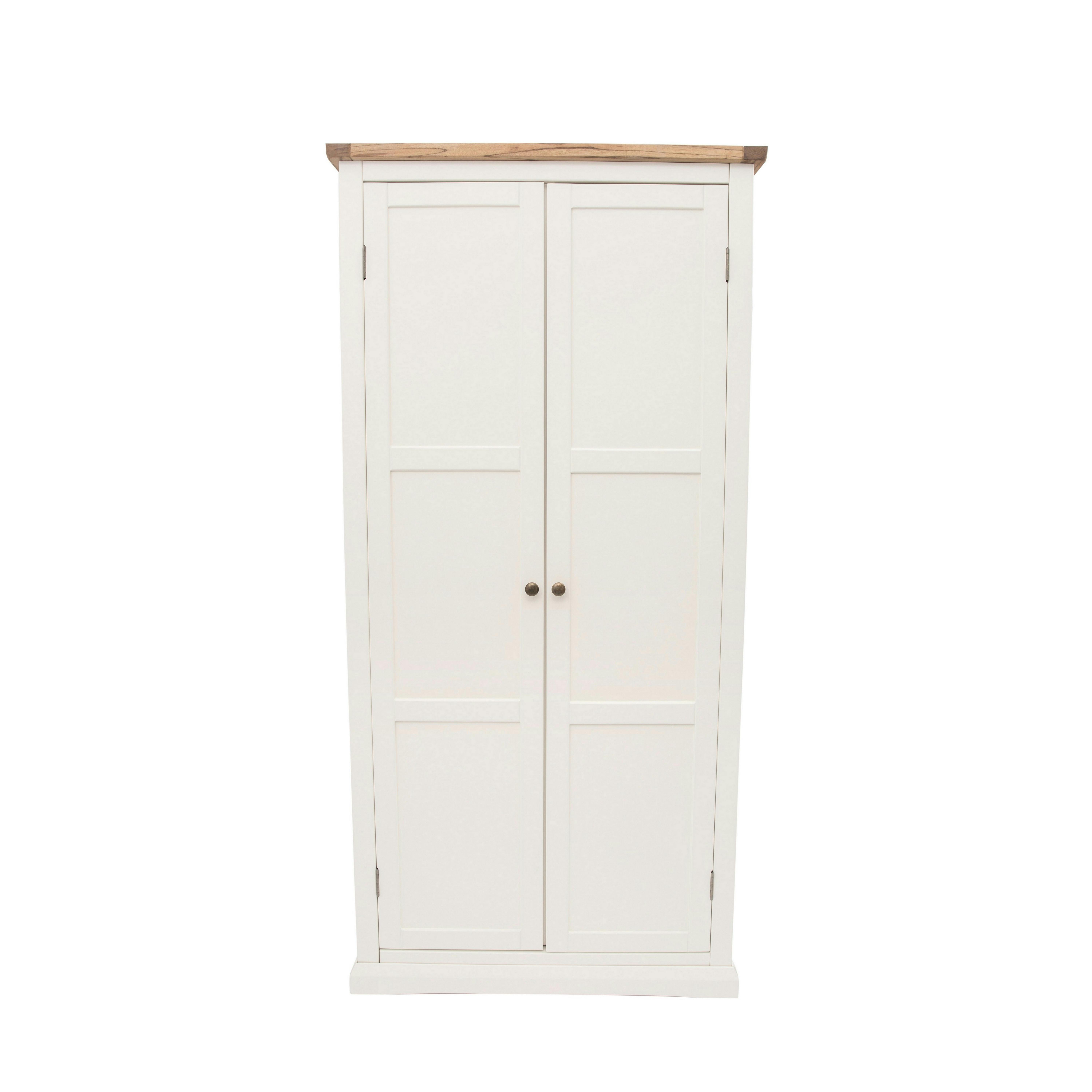 Rackhams White Cosenza 2 Door Wardrobe Brass Knob - Off