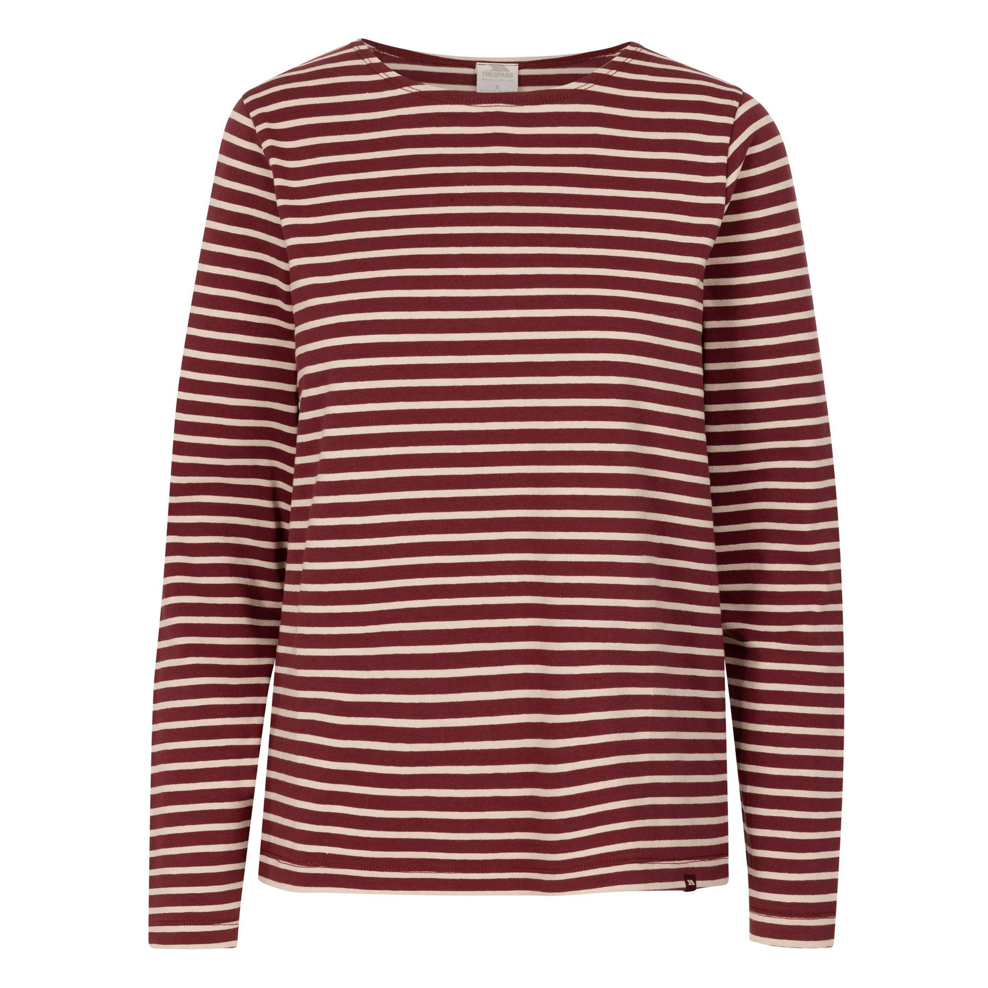 Trespass Women's Dark Karen Yarn Dyed Stripe Shirt - Cherry - Xl - Cherry - 95% Cotton/5% Elastane