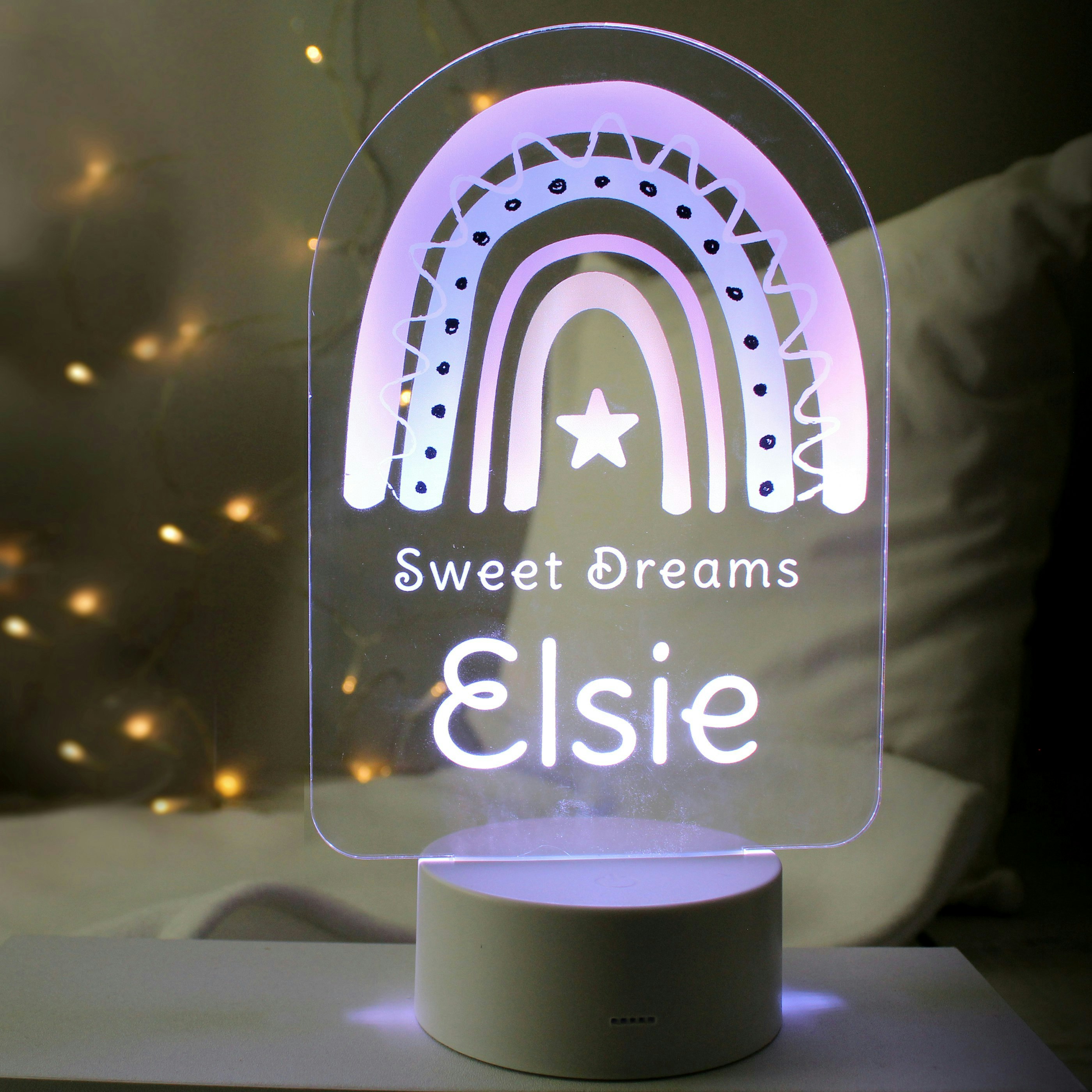 Rackhams Pink/Light Personalised Rainbow Led Colour Changing Night