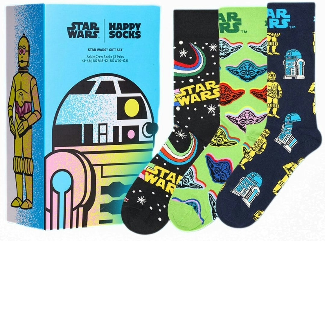 Star Wars Socks Yoda R2D2 C3PO Gift Box Happy Socks Novelty 3 Pairs UK4-6.5 - Image 3