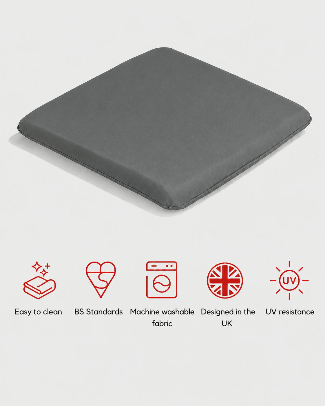 Rackhams Grey Sp Range Armchair Pad Garden Cushion