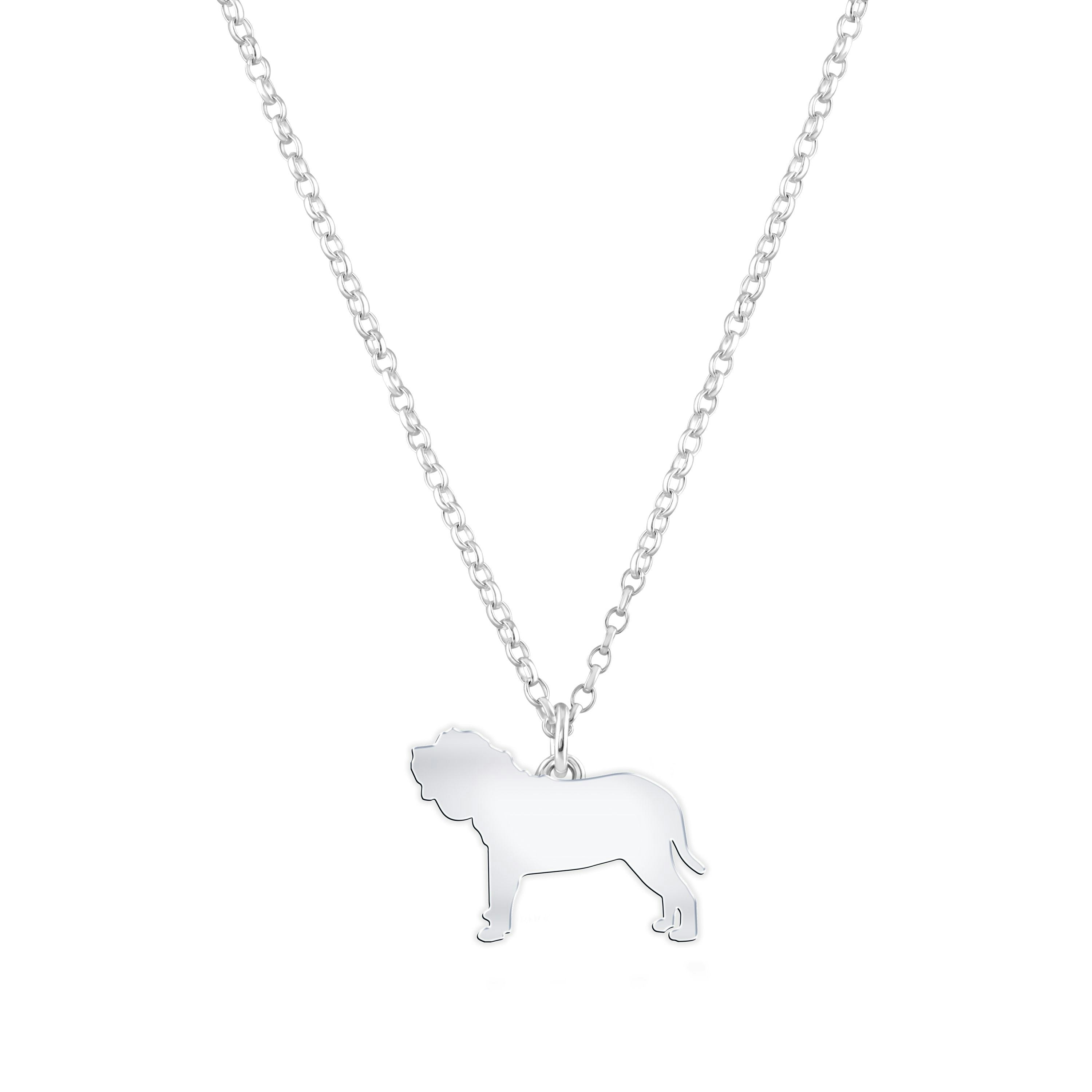 Mylee London Silver Neapolitan Mastiff Silhouette Necklace - Personalised - No