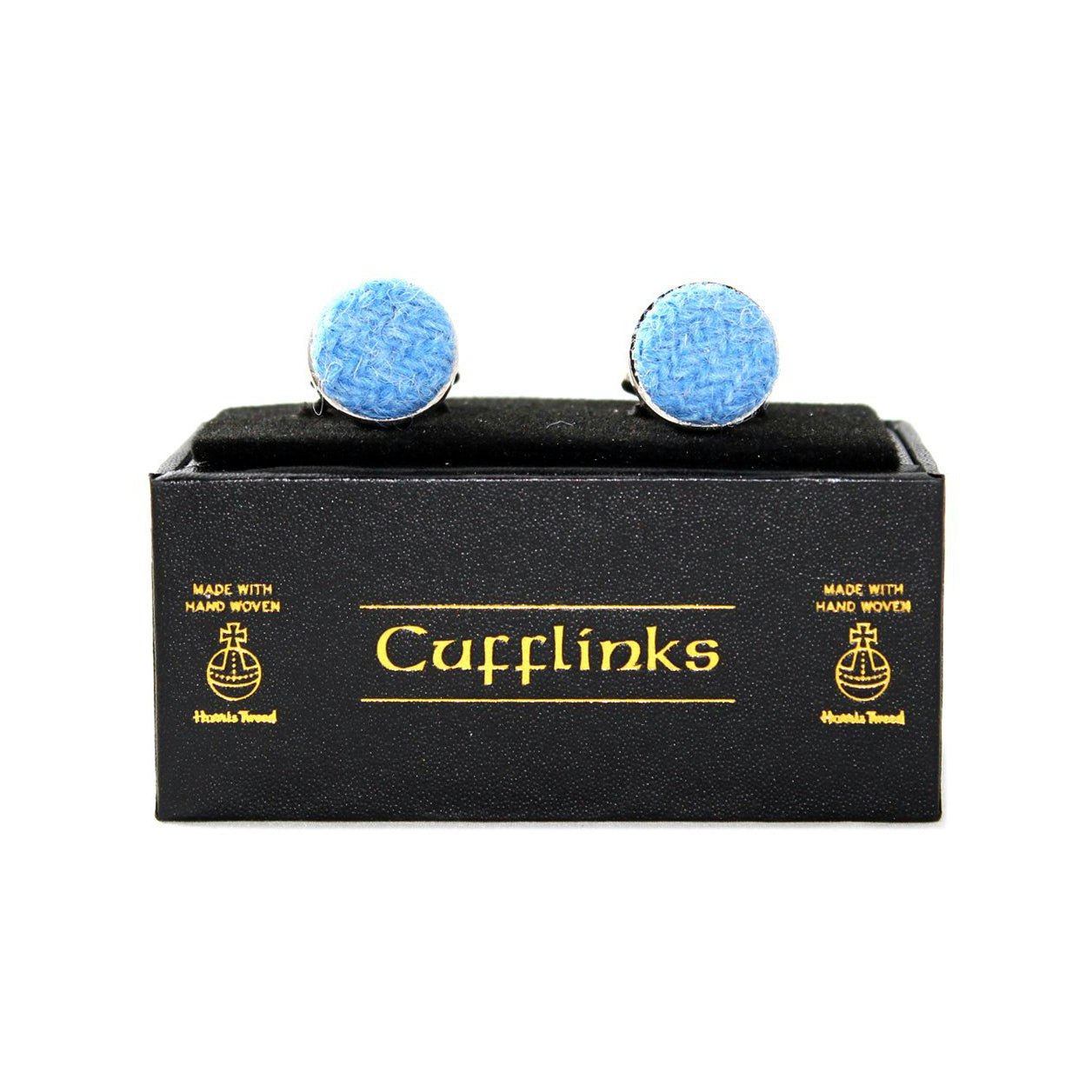 Heritage Traditions Blue Harris Tweed Cufflinks - Bright Tweed