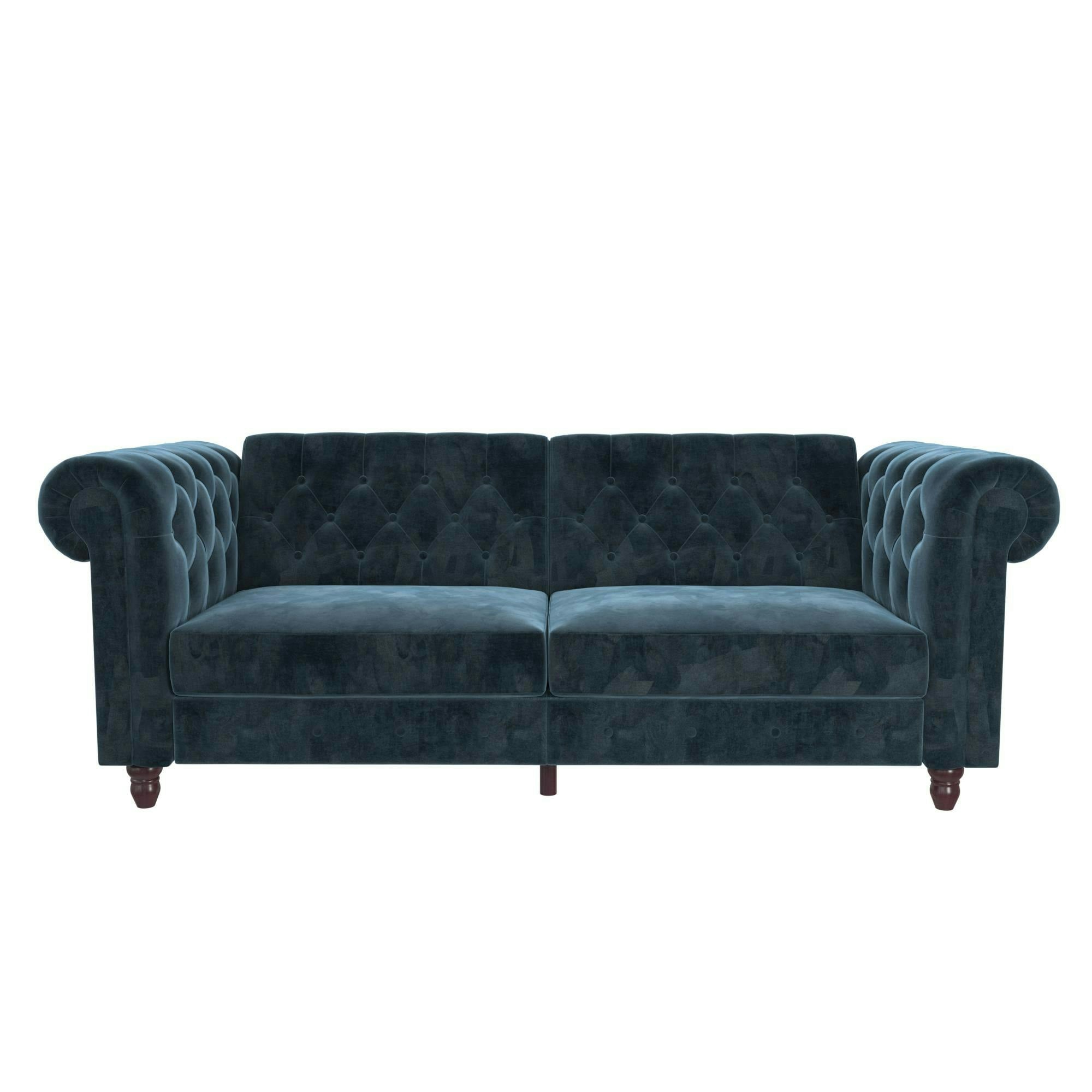 Dorel Home Blue Felix Chesterfield Sofa Bed In Velvet