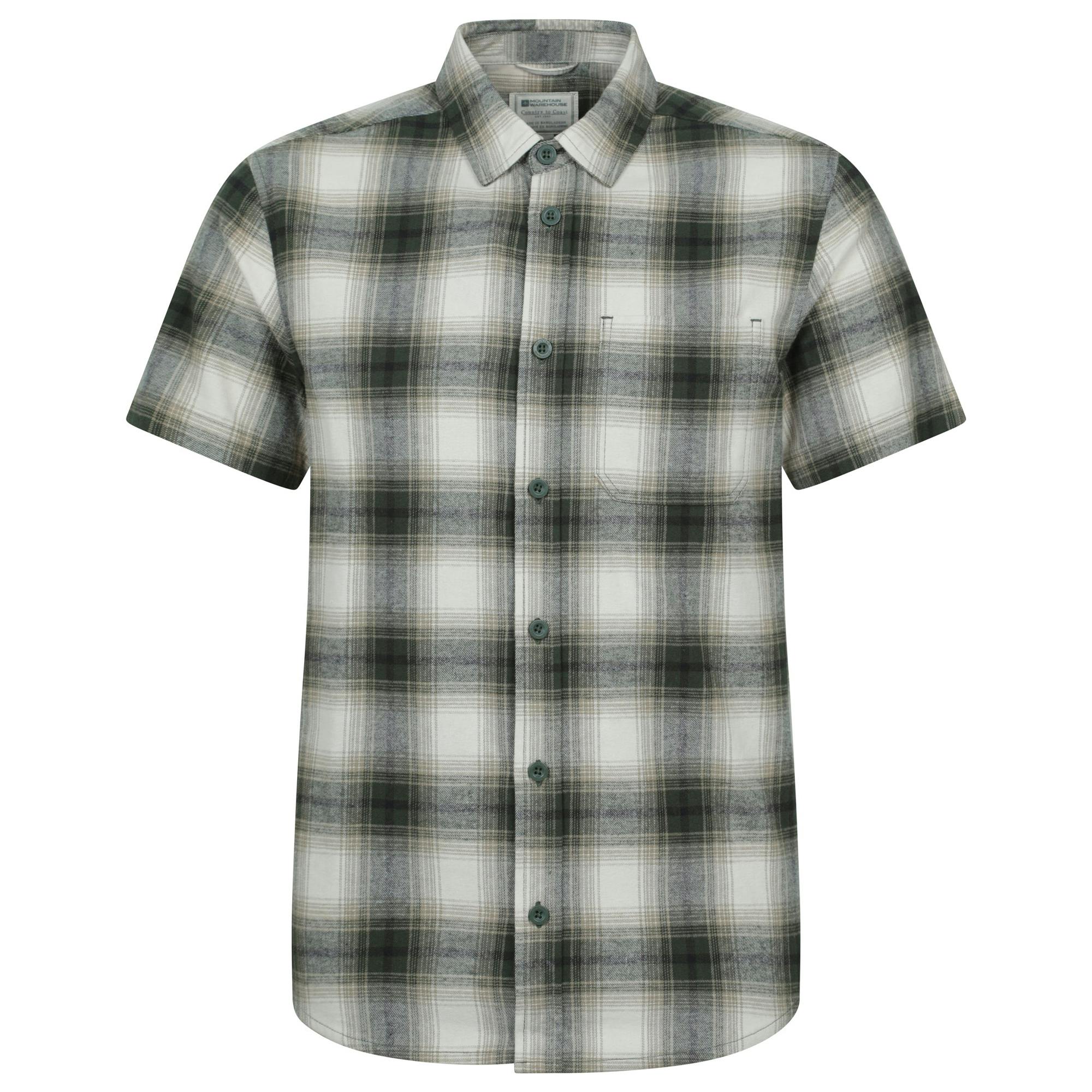 Mountain Warehouse Men's Green Trace Flannel Short-Sleeved Shirt - M - 100% Cotton