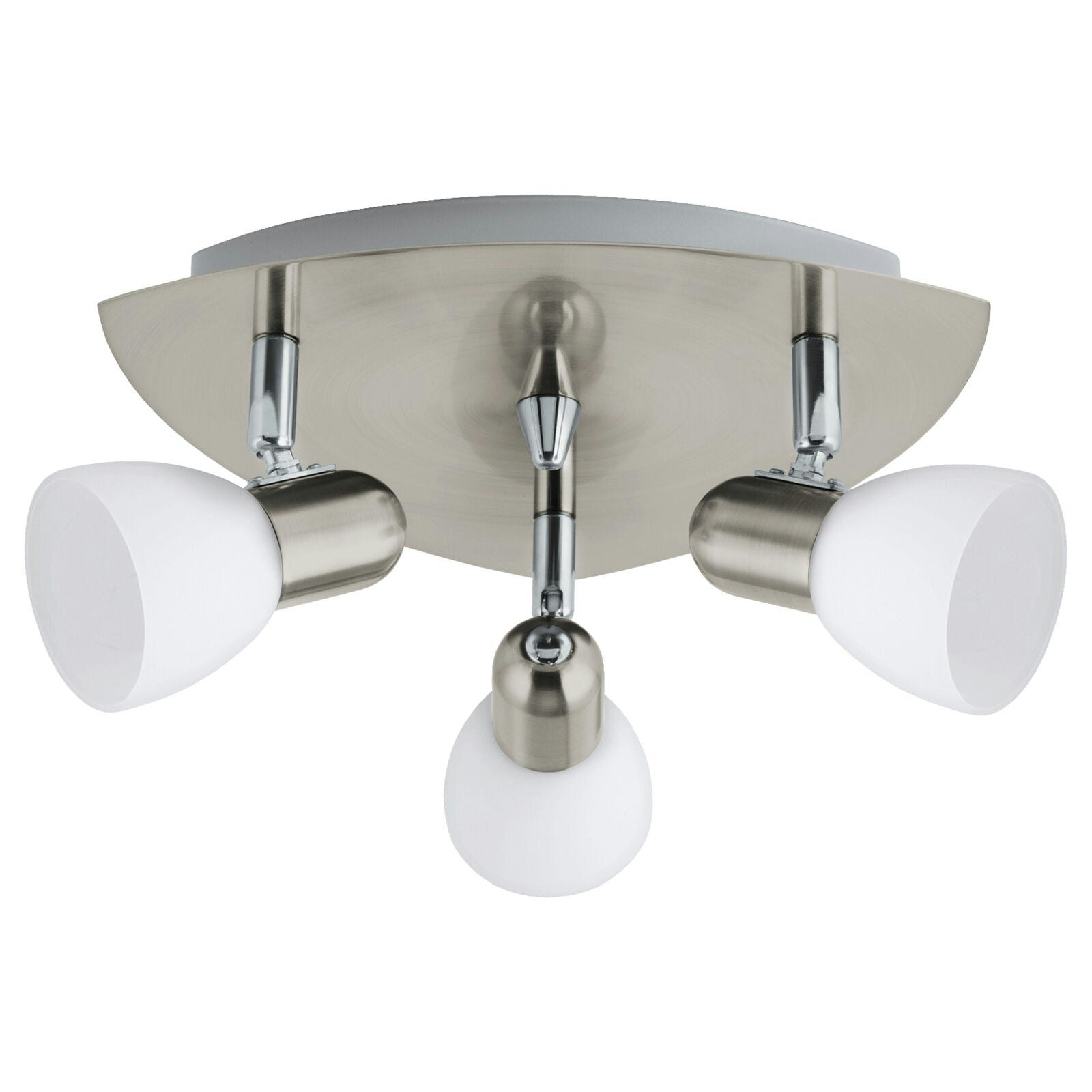 Rackhams Light/White Flush Spot Ceiling Satin Nickel Shade Satin Glass Bulb E14 3X40w Size 3