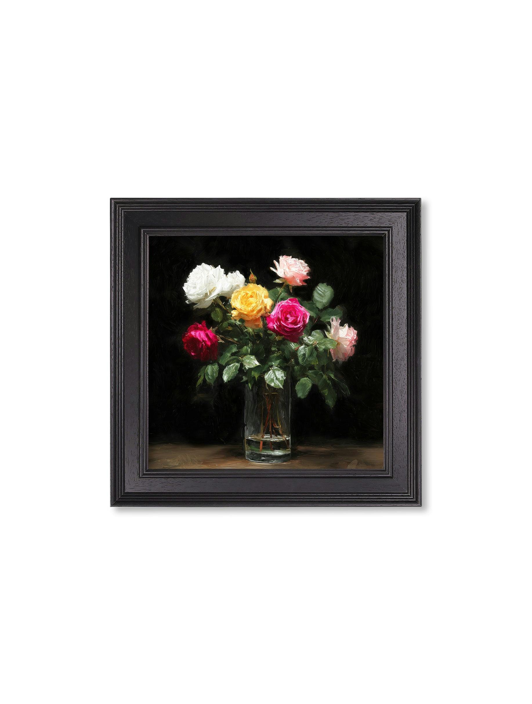 Rackhams Dark/Black Garden Roses After - Hurstwood Square Frame - Roses After - 44 X 44 Cm