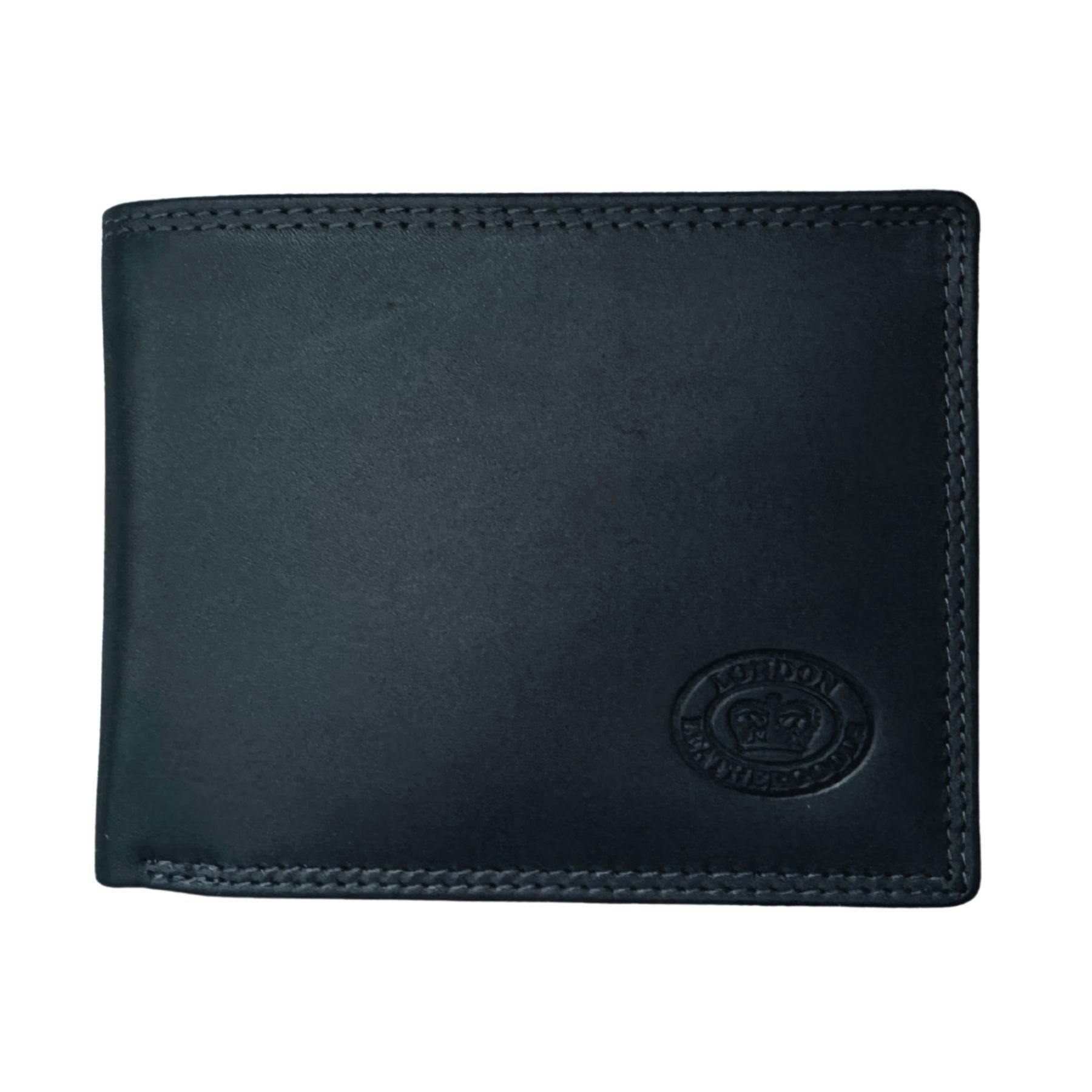 London Black Leathergoods Rfid Leather Wallet With Coin Pocket - Navy