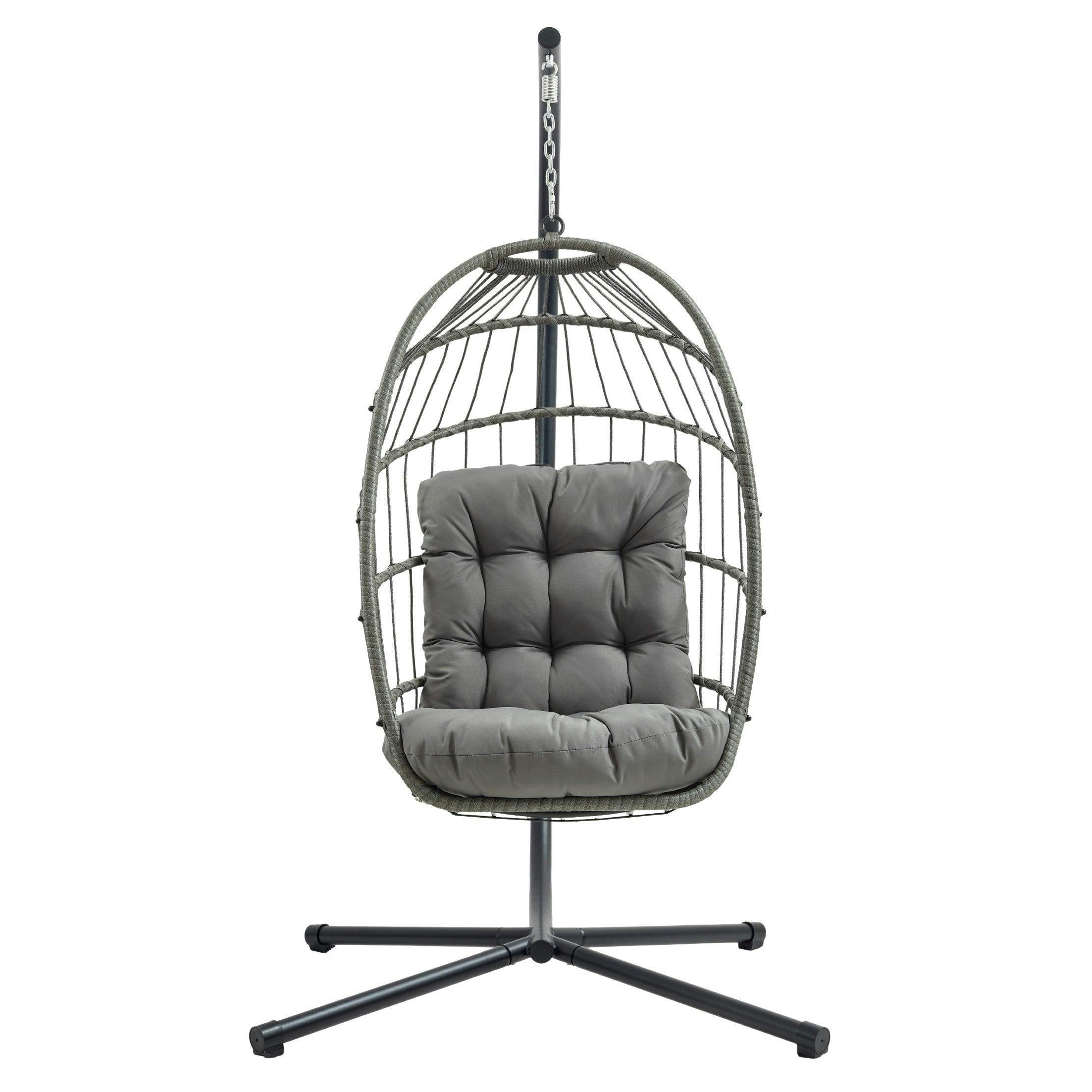 Rackhams Grey Rattan Hanging Egg Chair –