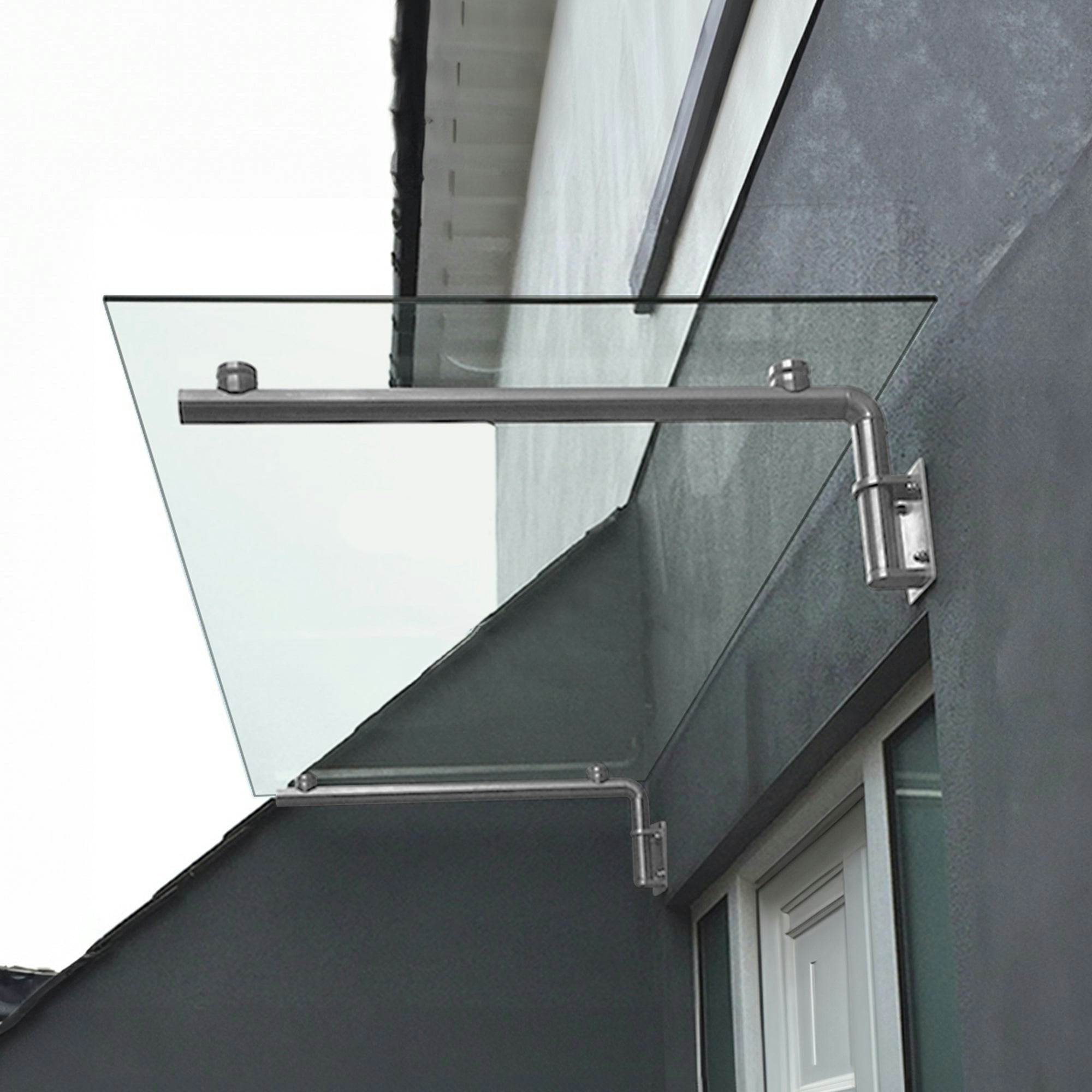 Rackhams Glass Door Canopy & Brackets - 144Cm W X 80Cm D
