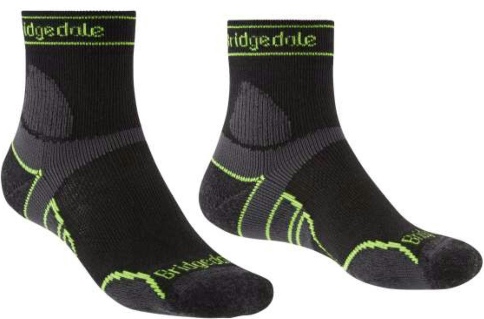 Bridgedale Men's Black Lightweight T2 Merino Run Mini-Crew Socks {Br-710199} - Medium