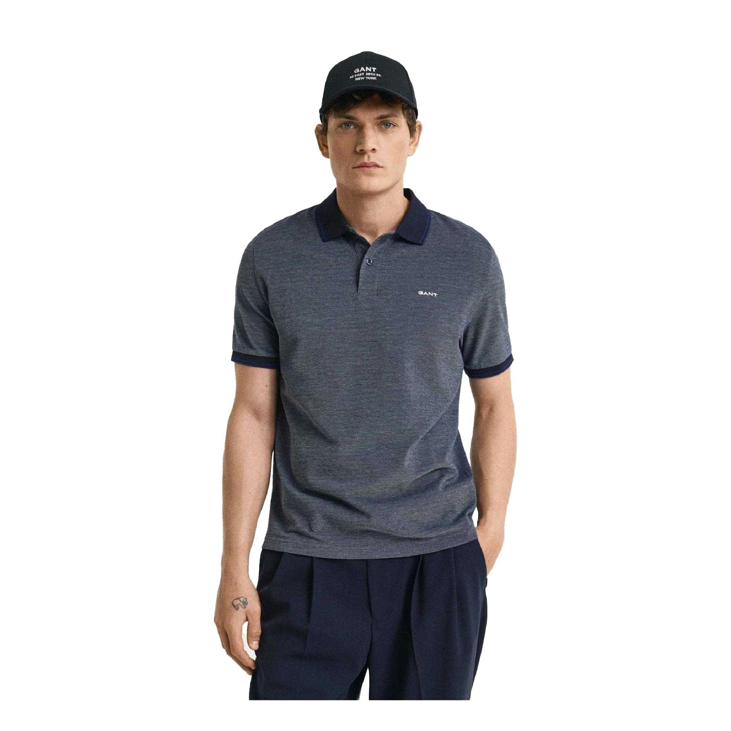 Gant Men's Blue Regular Short-Sleeved Polo Shirt - Xxl - 100% Mixed