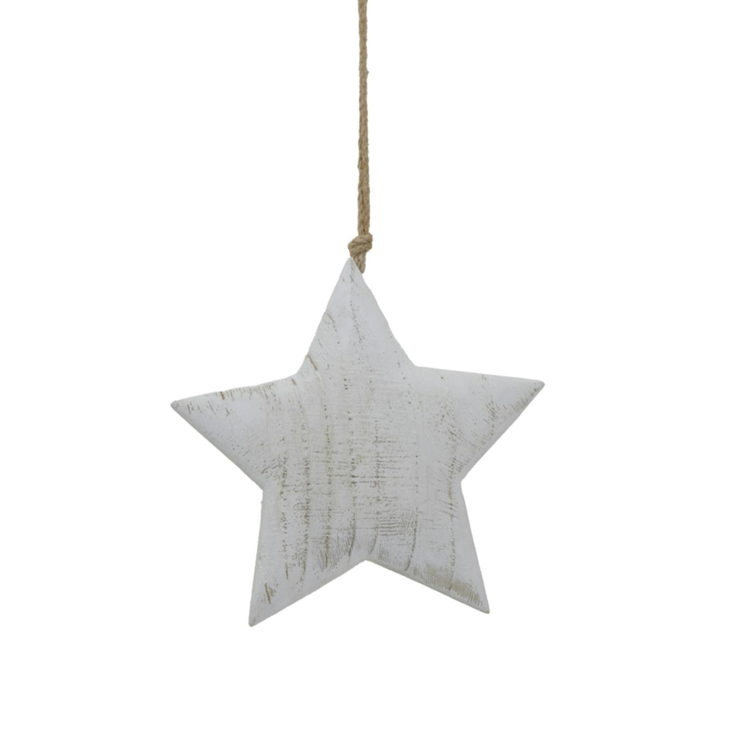 Rackhams White Washed Star Christmas Hanging Decoration - L - 100% Mixed